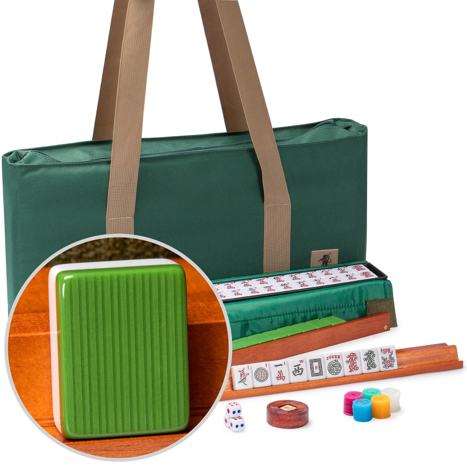 Yellow Mountain Imports American Mahjong Set, 21.7 X 10.6 X 3 Inches, Green