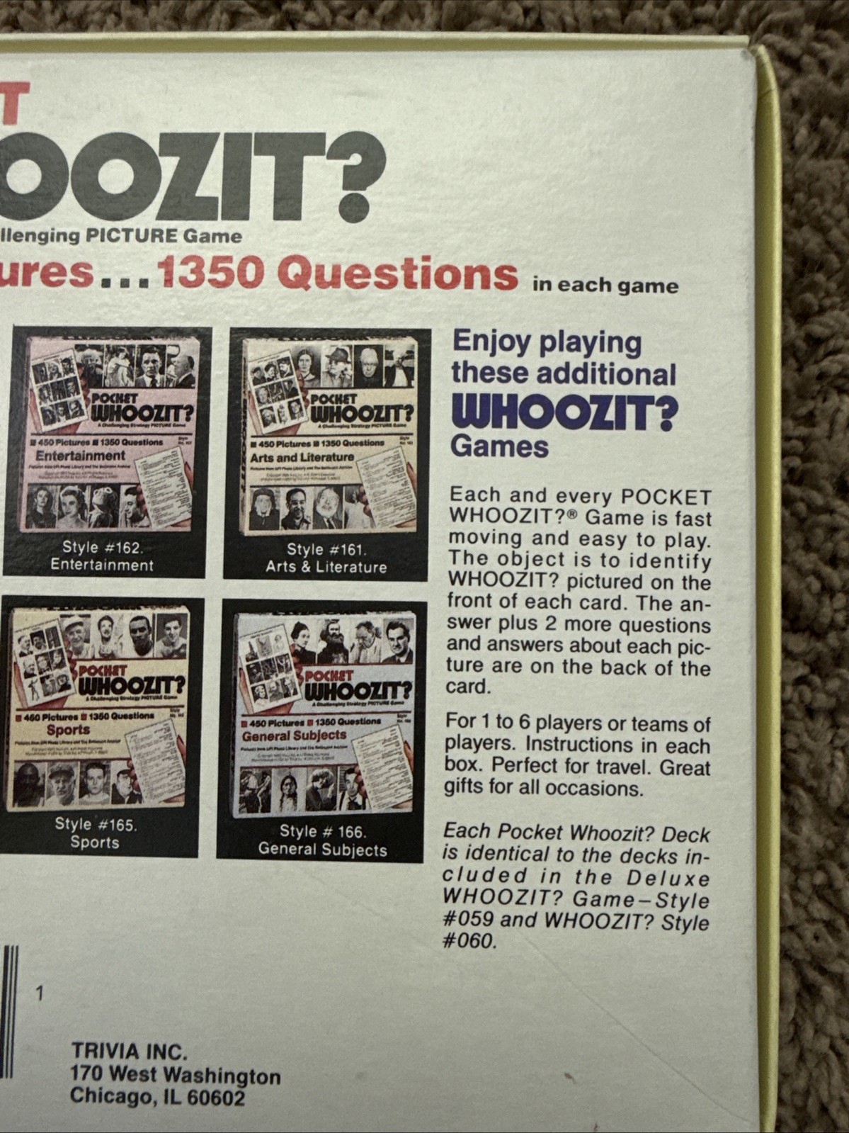 Vintage POCKET WHOOZIT SPORTS STRATEGY PICTURE GAME USA #165 Babe Ruth EUC VTG
