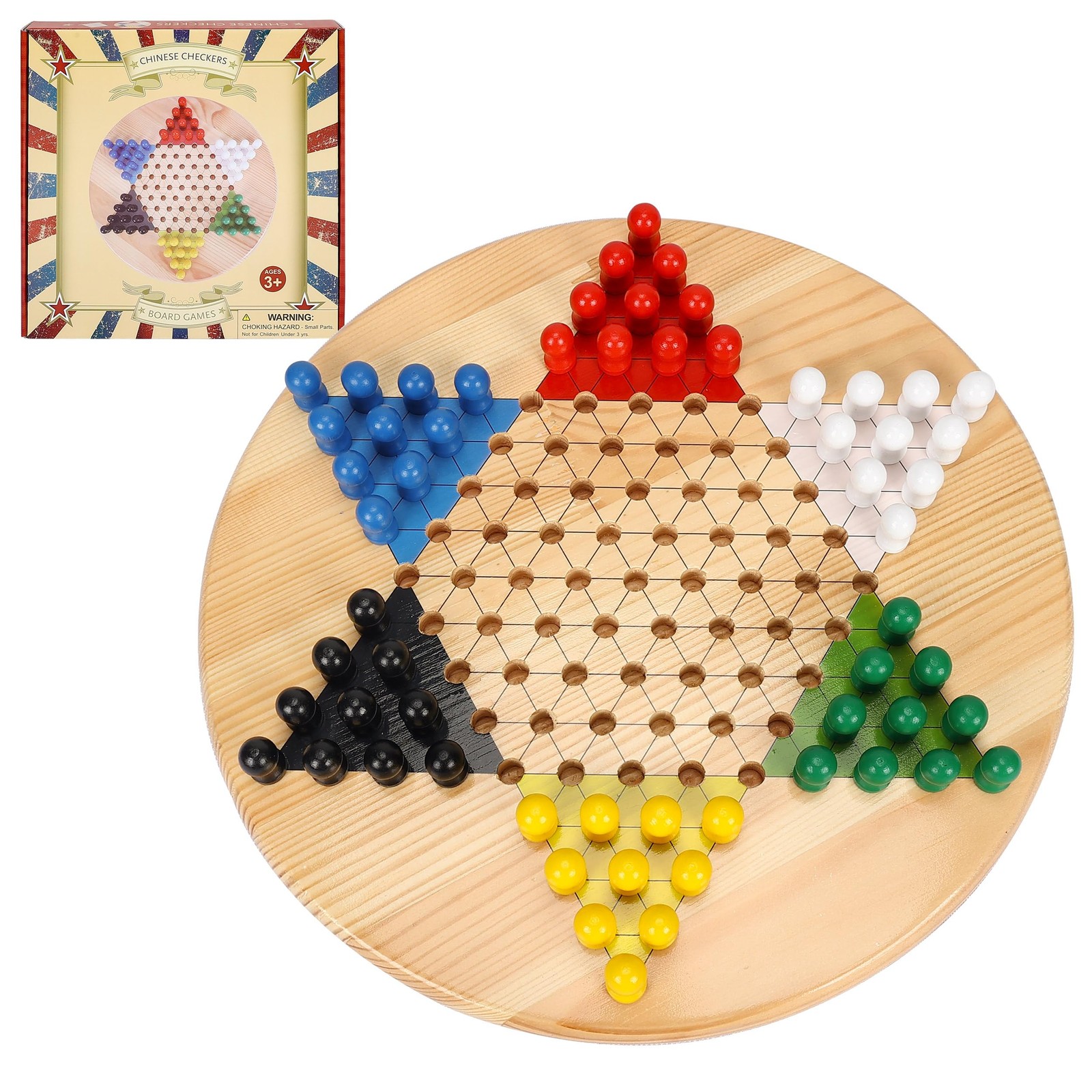 Chinese Checkers Board Game, 11.5 Inches Game Board Set – Premium Solid Wood …