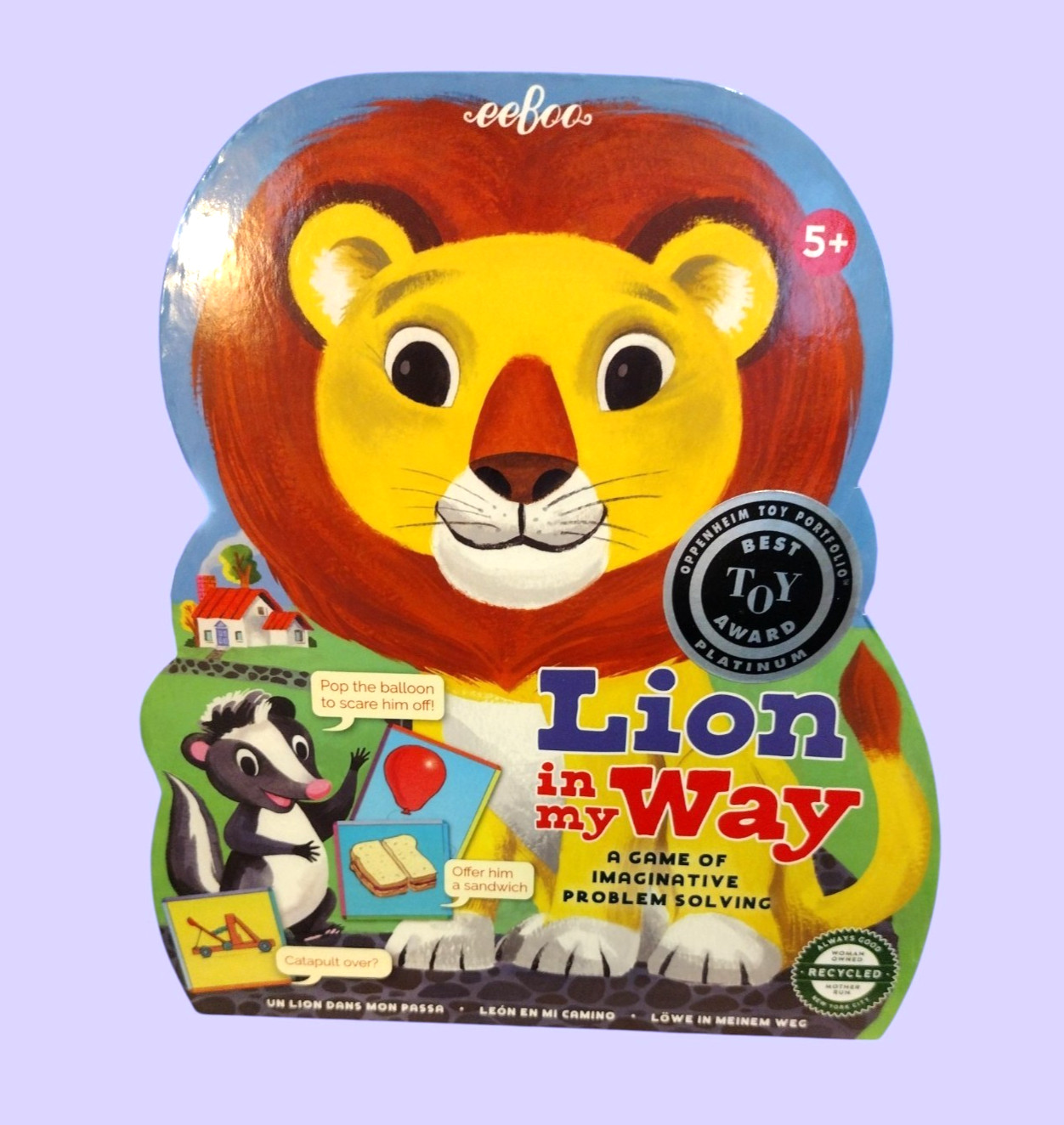 eeBoo Lion in My Way Game Kids Ages 5+ Imaginative Problem Solving Animal Box