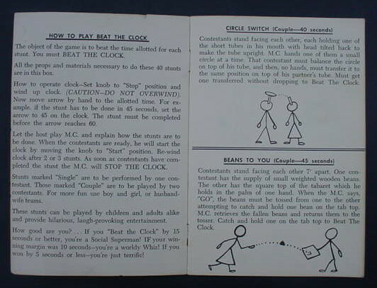 1957 How to Play Beat the Clock Game Manual Instructions Lowell Toy Corp TV Show
