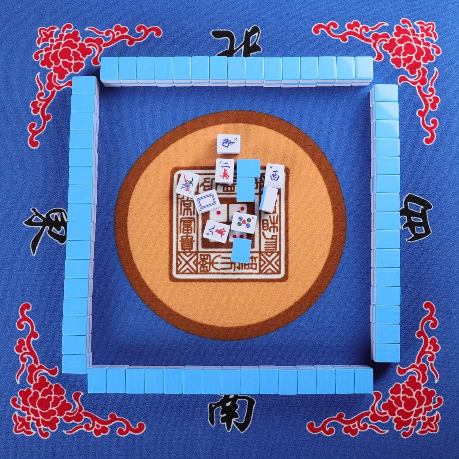Mahjong Table Mat – Blue, Anti Slip, Noise Reduction, Portable – 31.5 inches