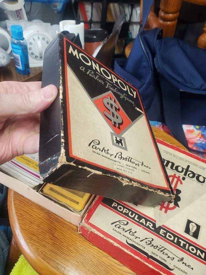 2 Vintage 1930s-1940s Monopoly Game Lot Both Sets Pre-War & Wartime Wooden Piece