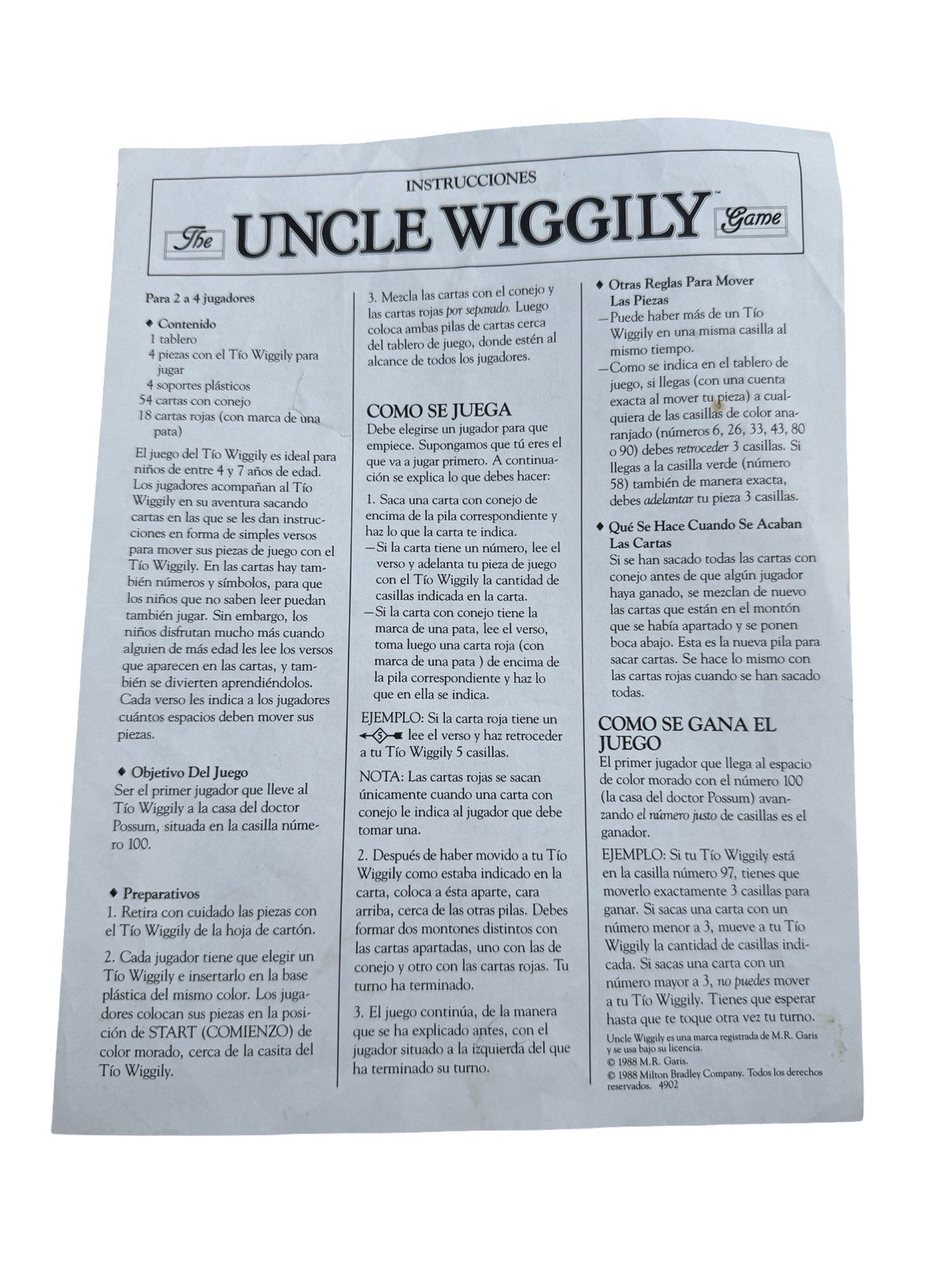 Vintage 1988 The Uncle Wiggily Rabbit Board Game By Milton Bradley – COMPLETE