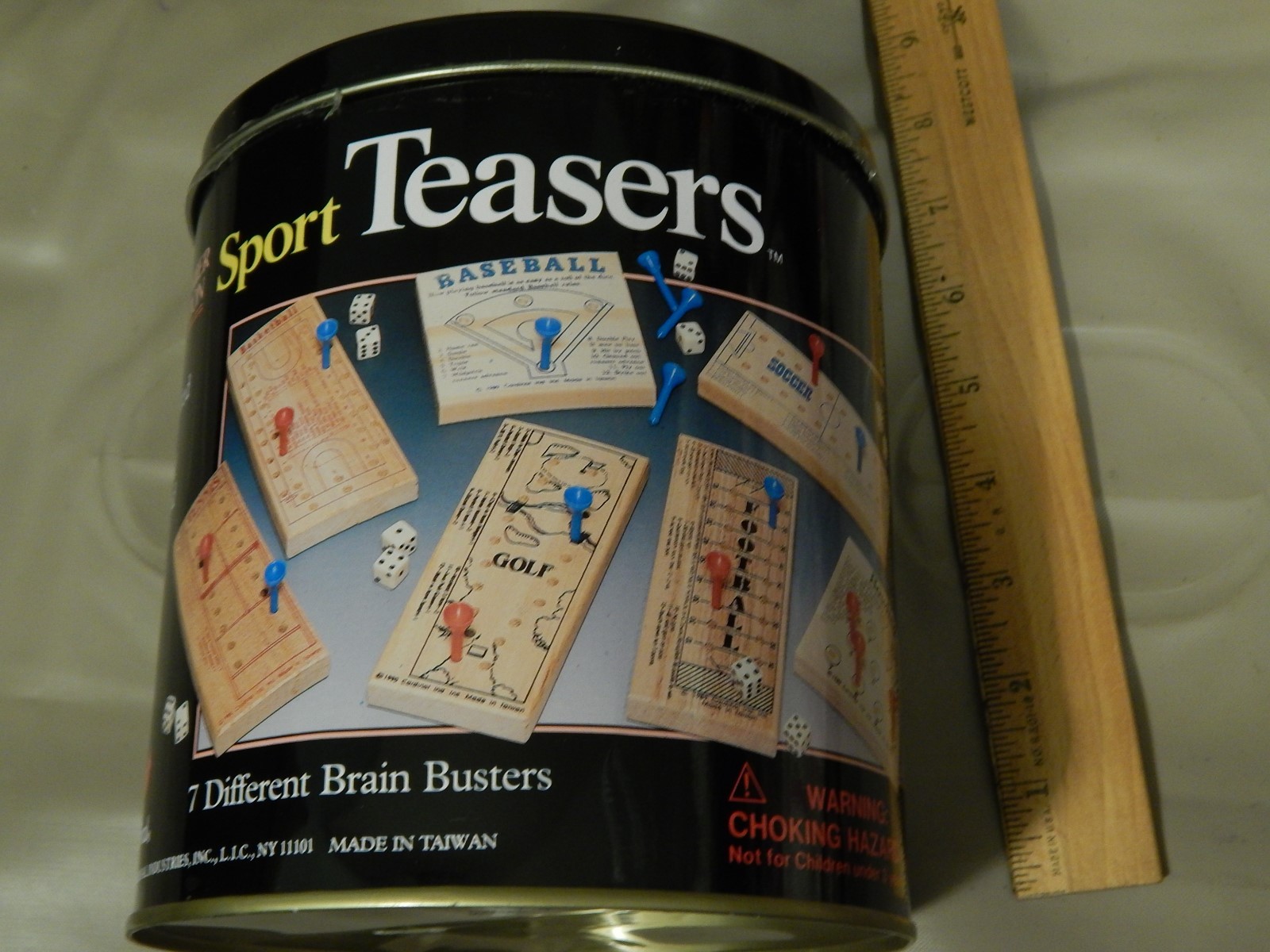 1993 Sport Teasers “7 Different Brain Busters” [Solid Wood] METAL TIN ~Cardinal~