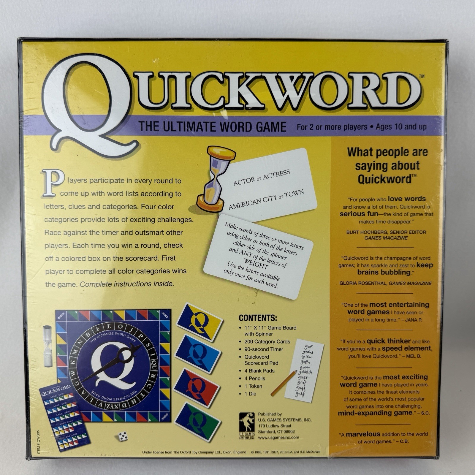 US Games Systems Quickword the Ultimate Word Board Game 2013 Ages 10+ New Sealed