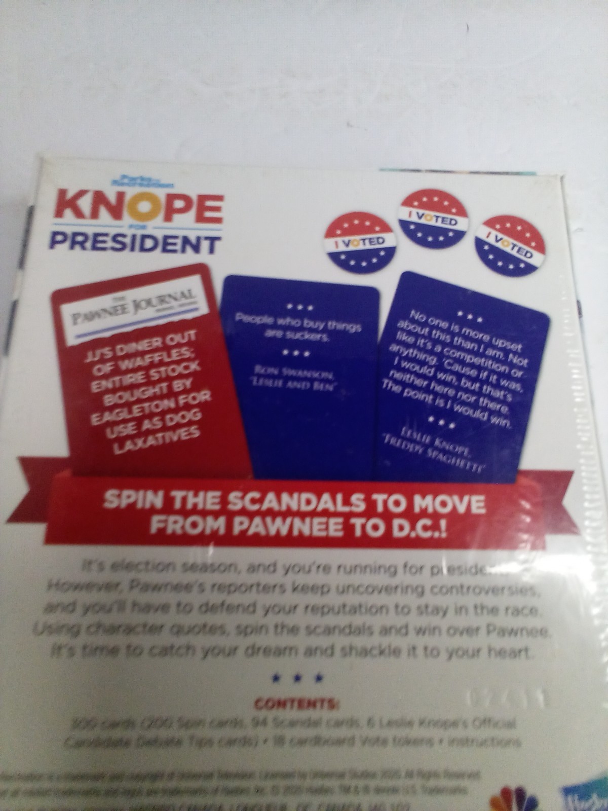 Knope For President Party Game Parks And Recreation NBC Hasbro