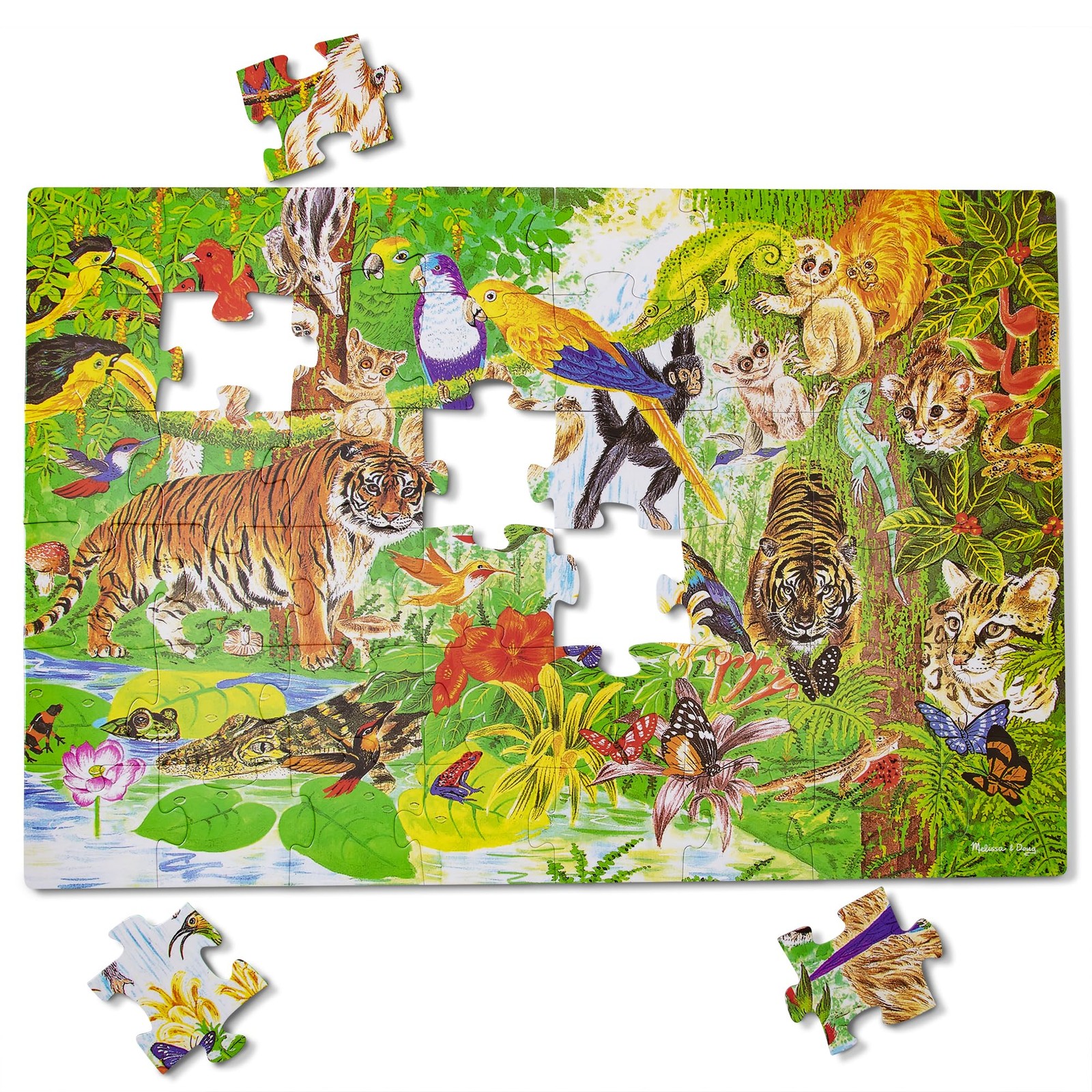 Floor Puzzle 48 Piece Jumbo Jigsaw 2 x 3 Feet Rainforest Kids Melissa Doug