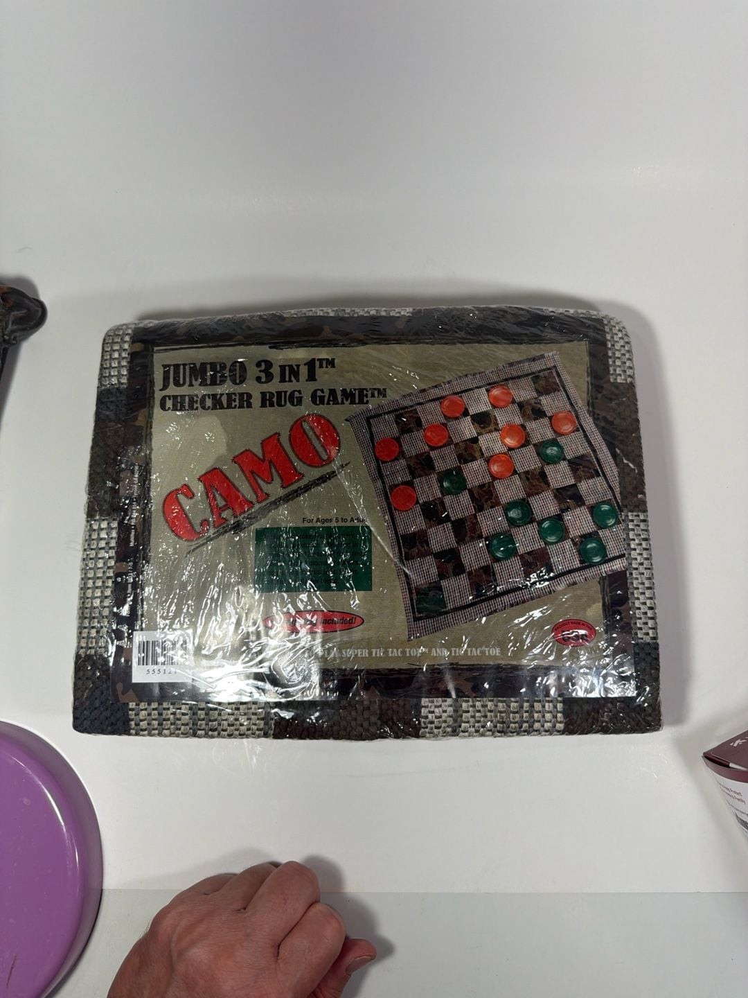 G.C.R. Jumbo 3 in 1 Camo Checker Rug Game – Checkers, Tic Tac Toe, Super Tic Tac