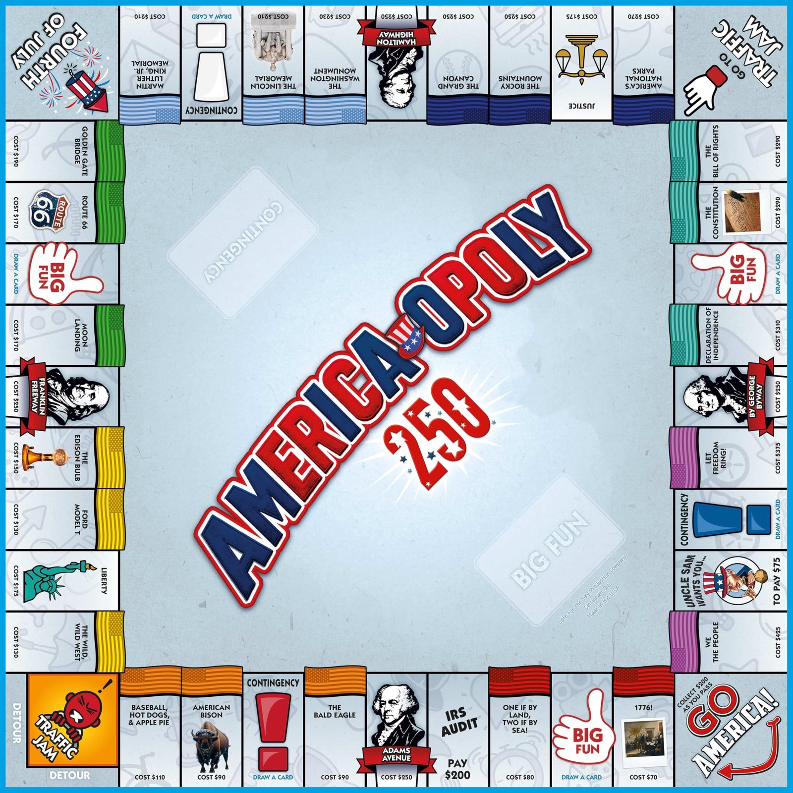 America-Opoly 250th Board Game for Families, 2–6 Players, Ages 8+, Celebratin…