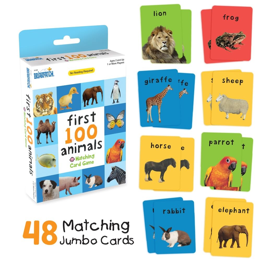 Matching Card Game First 100 Animals Preschool Learning Briarpatch Based Board