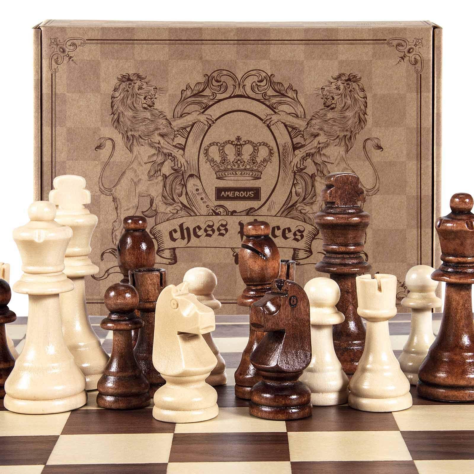Large Weighted Wood Chess Pieces, 3.5 Inch King, Pieces Only, No Board