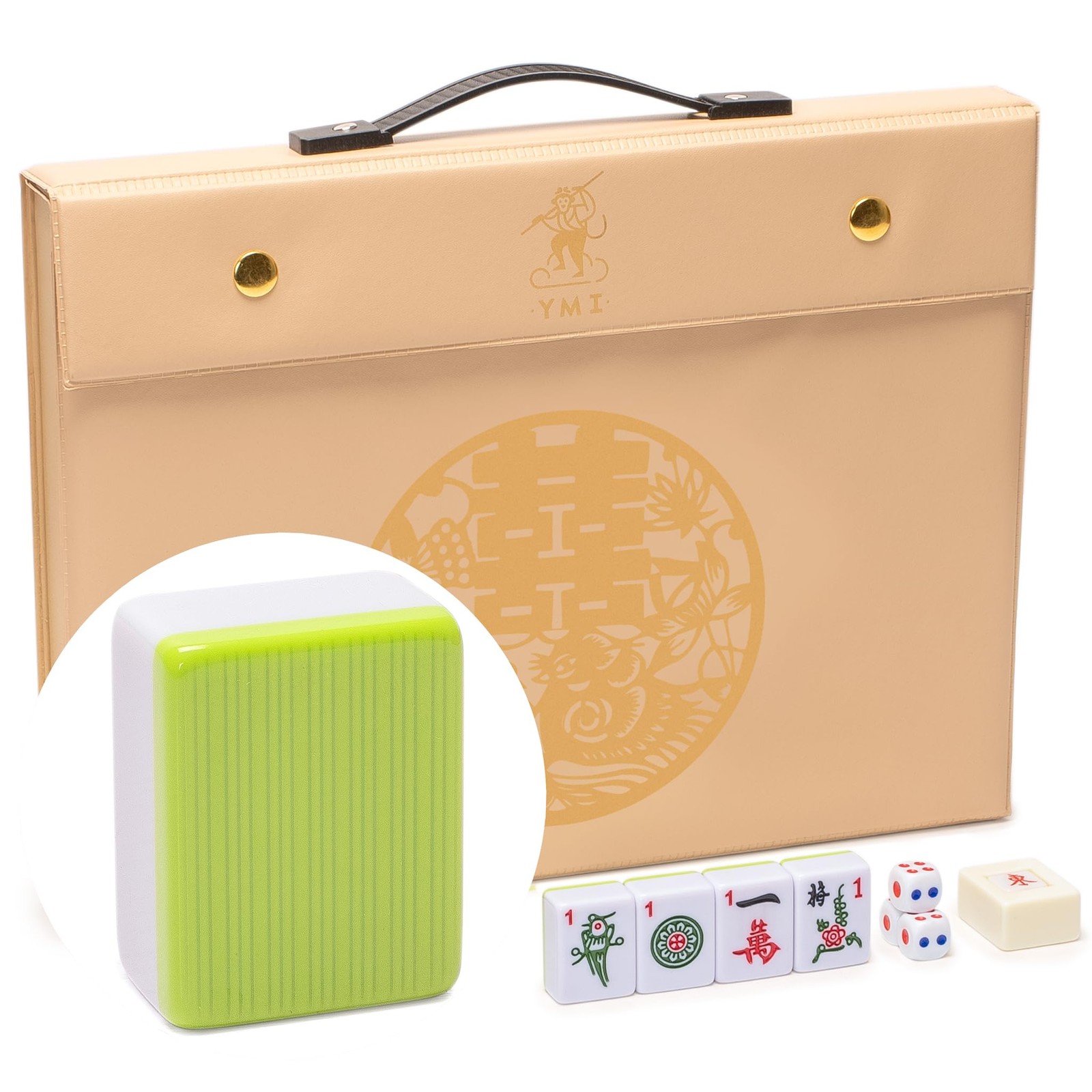 Yellow Mountain Imports Chinese Mahjong Set, “Aureum Spring” with 146 Medium …