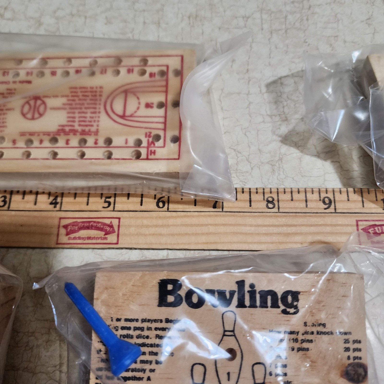 Sports Wood Dice & Peg Games: Baseball Football Bowling Derby Basketball Sealed