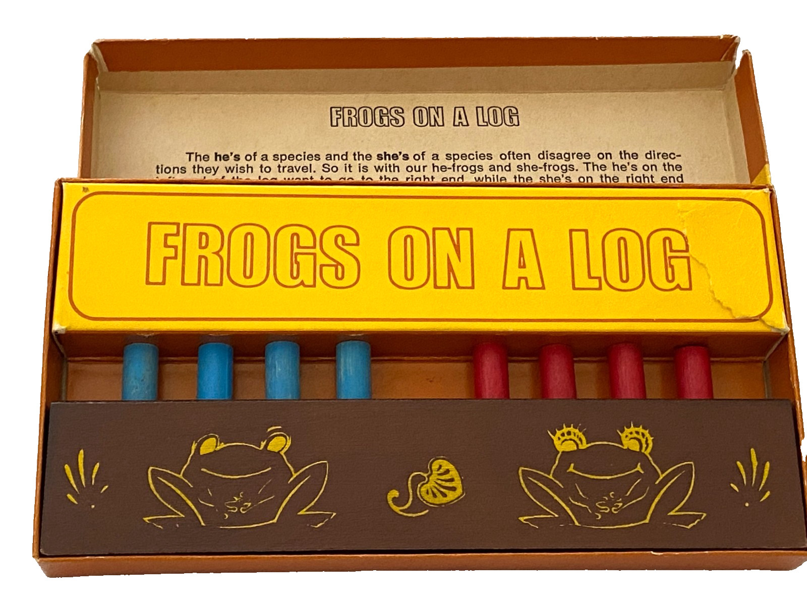 Vtg Peterson Games FROGS ON A LOG Puzzle Game in Original Box