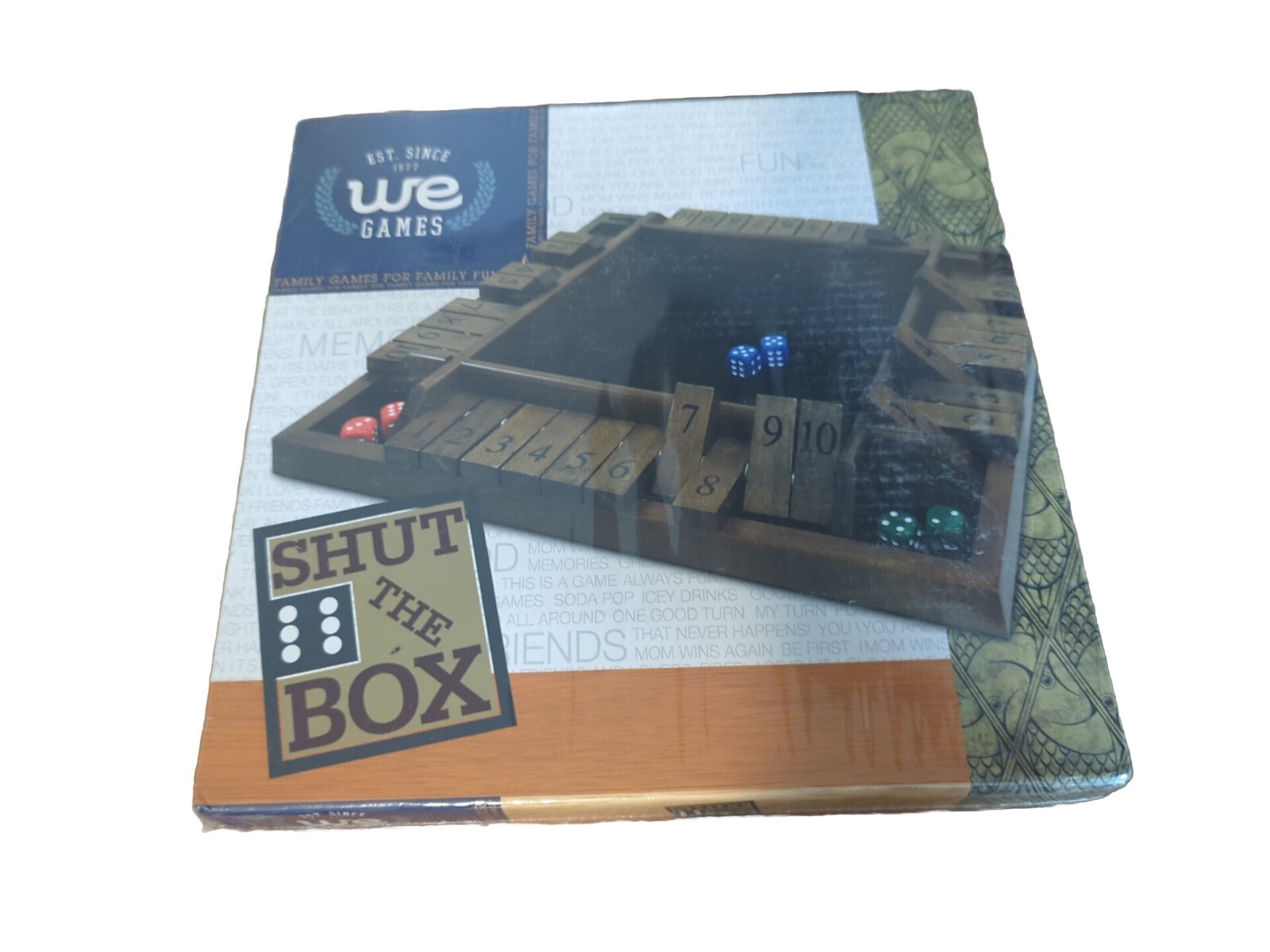 WE Games 4 Player Shut The Box(TM) Dice Game – Walnut Stained Wood – New
