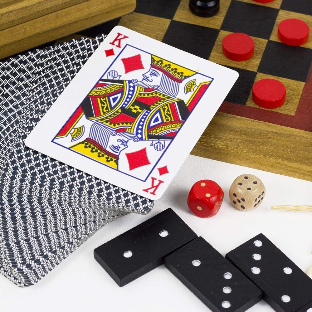 6 Classic Games in One – Beautifully Crafted Portable Wooden Game Set
