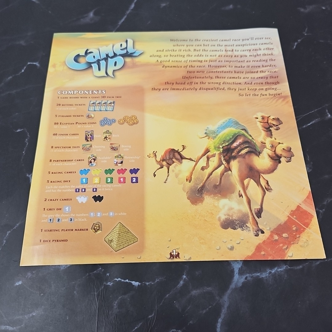 Camel Up | Game Board w/ 3D Palm Tree & Manuel Replacement Game Pieces