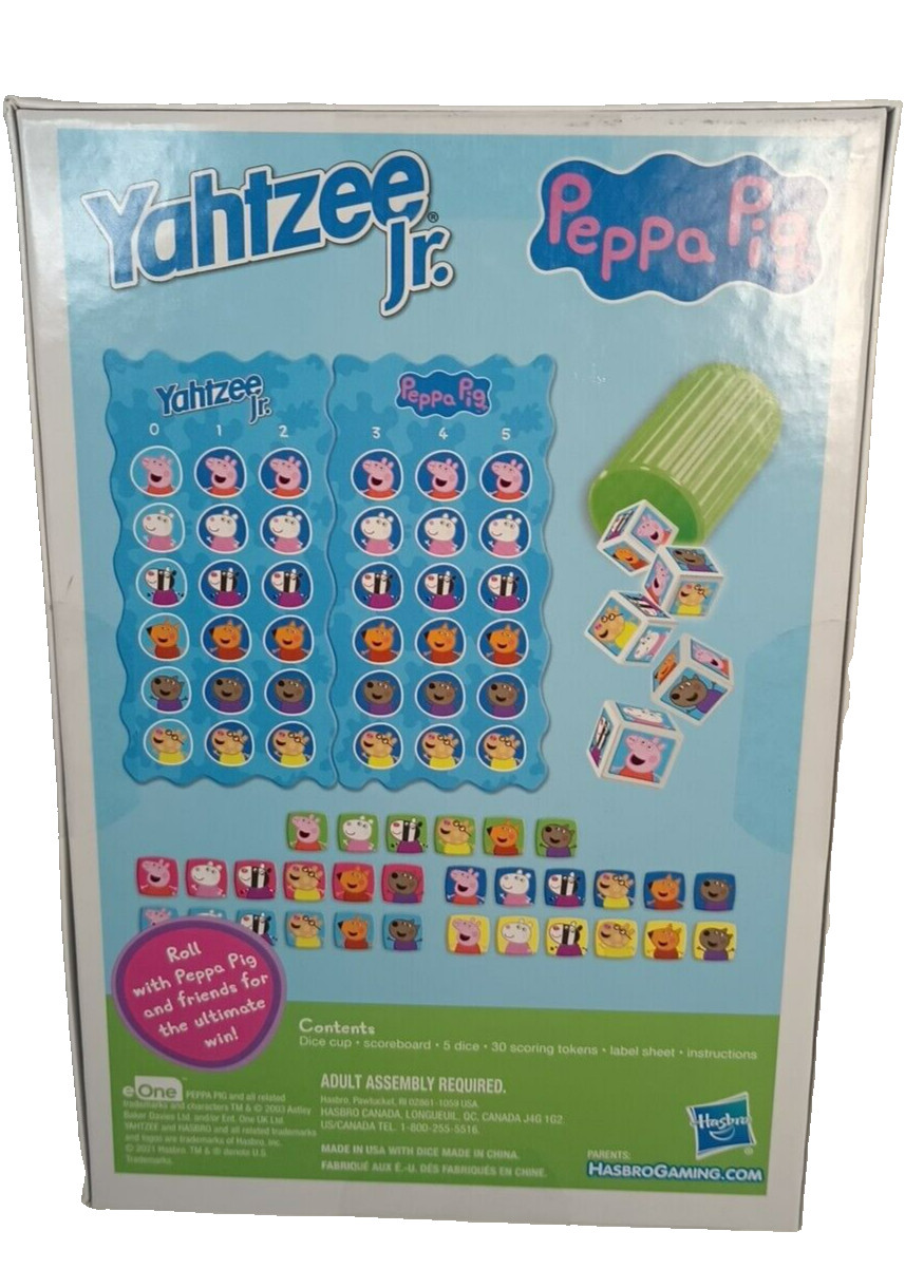 Yahtzee Jr. Peppa Pig Hasbro Ages 4+ ages 2-4 New