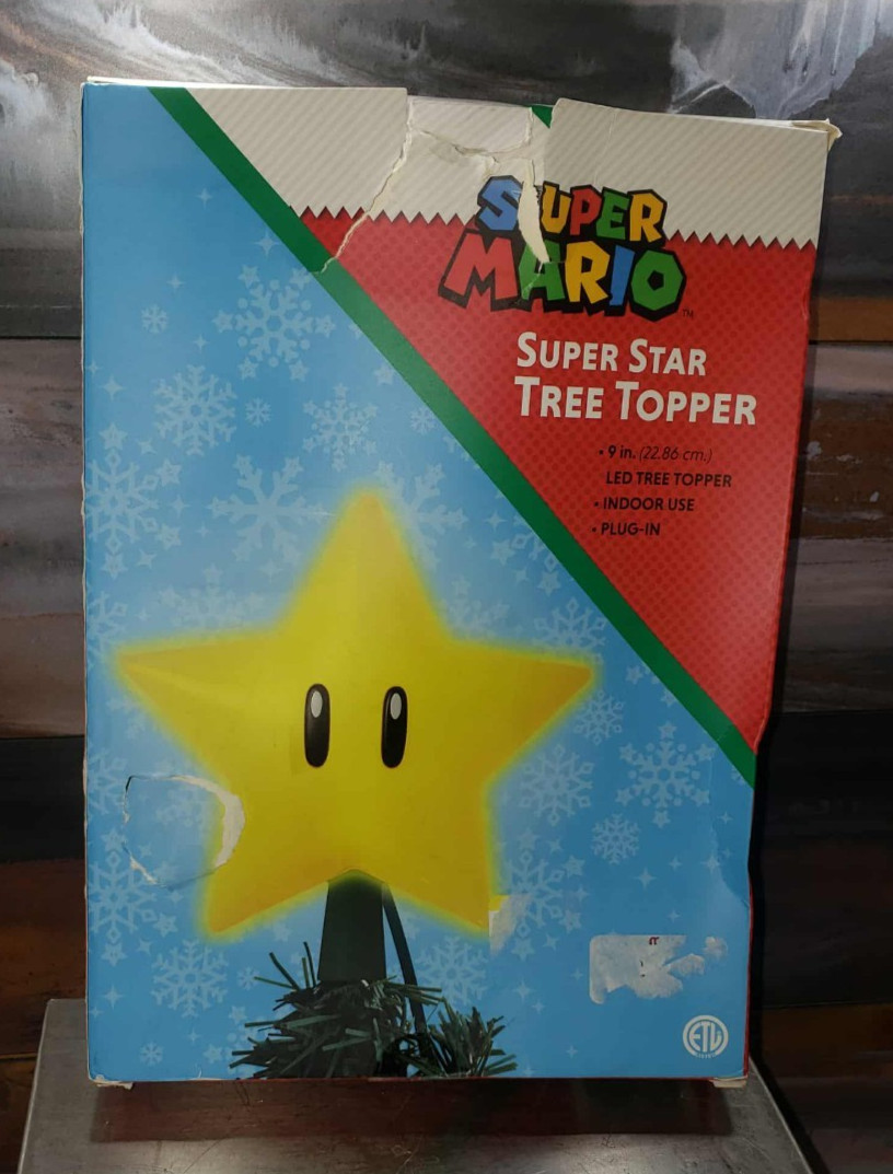 Nintendo Super Mario 9″ Super Star Light Up LED Plug In Christmas Tree Topper