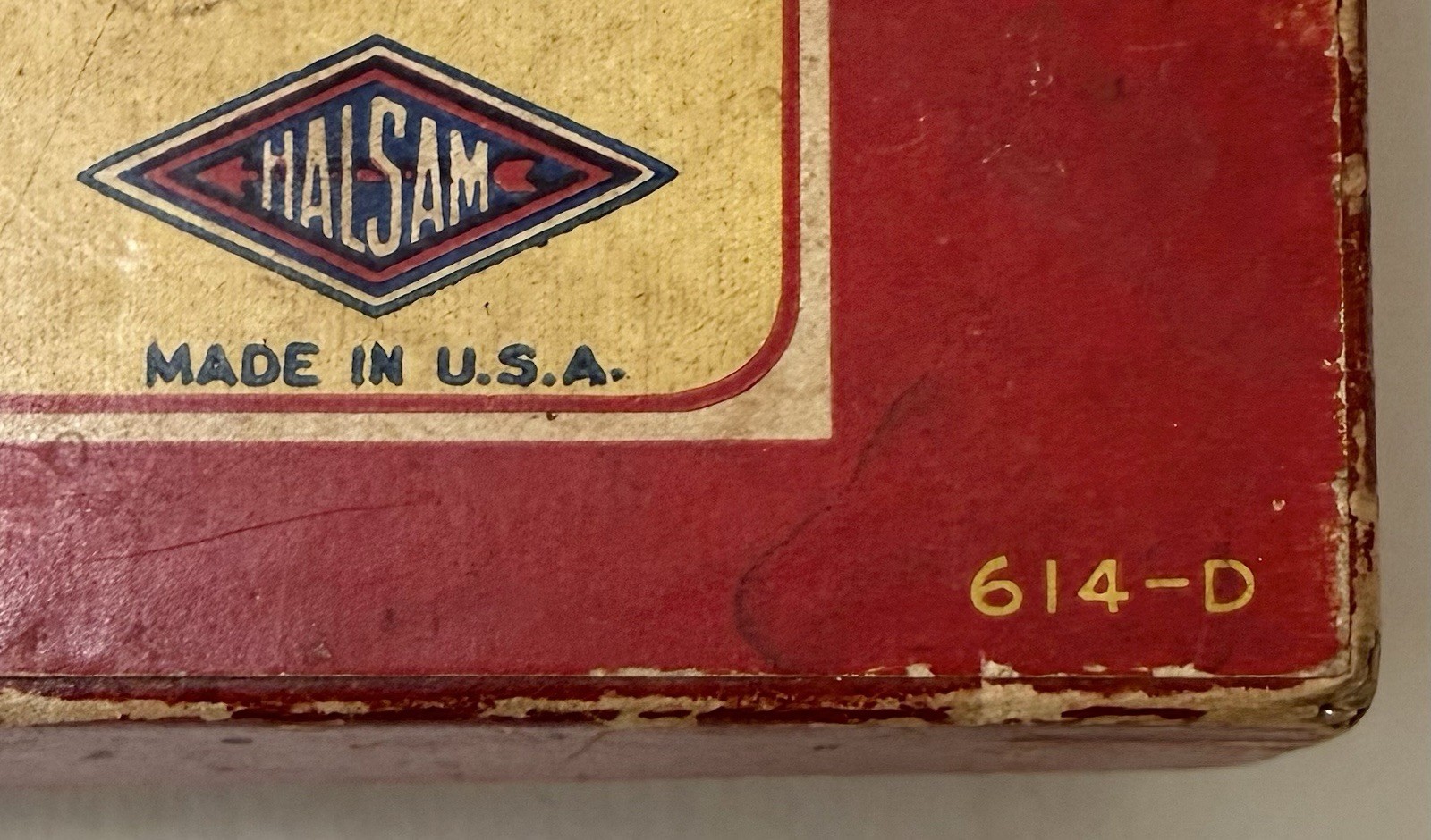 Vintage 1950s HALSAM Wooden Embossed DRAGON Checkers Set No. 614-D Original Box