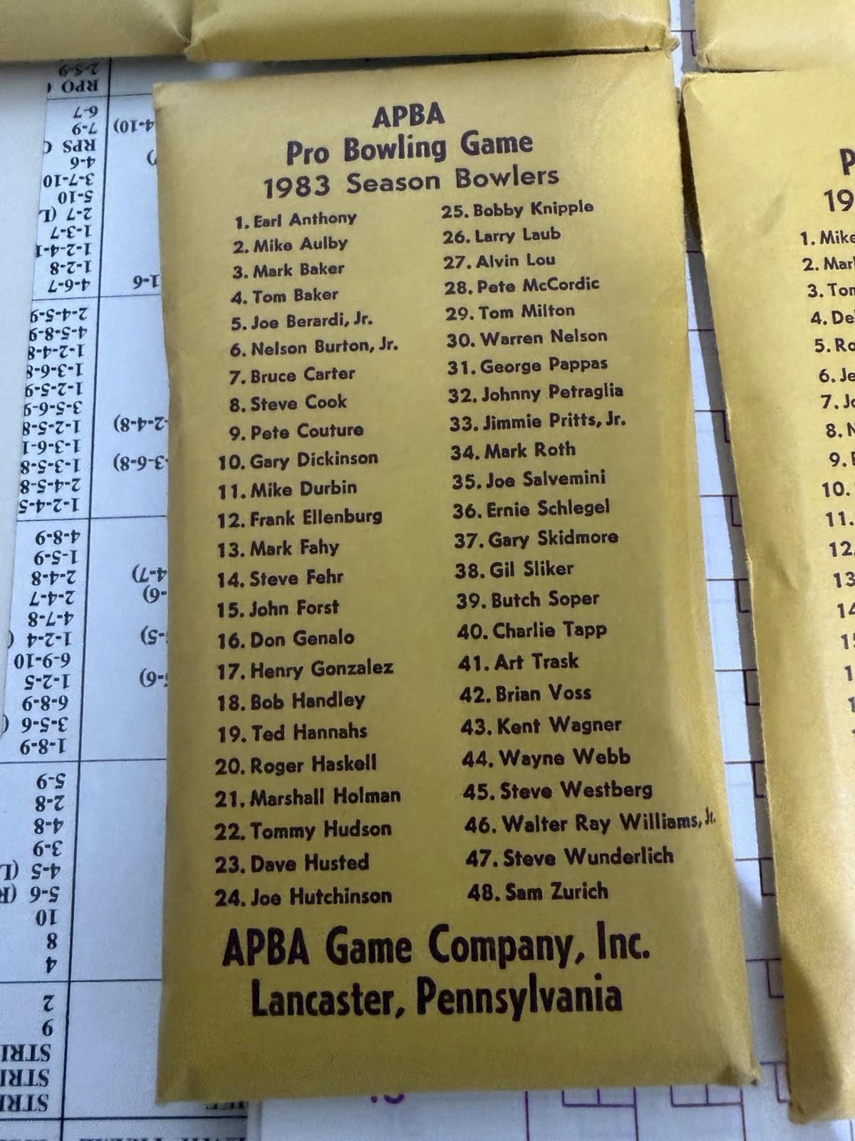 VTG 1978 APBA Pro Bowling Board Game w/8 Bowler Card Sets See Description