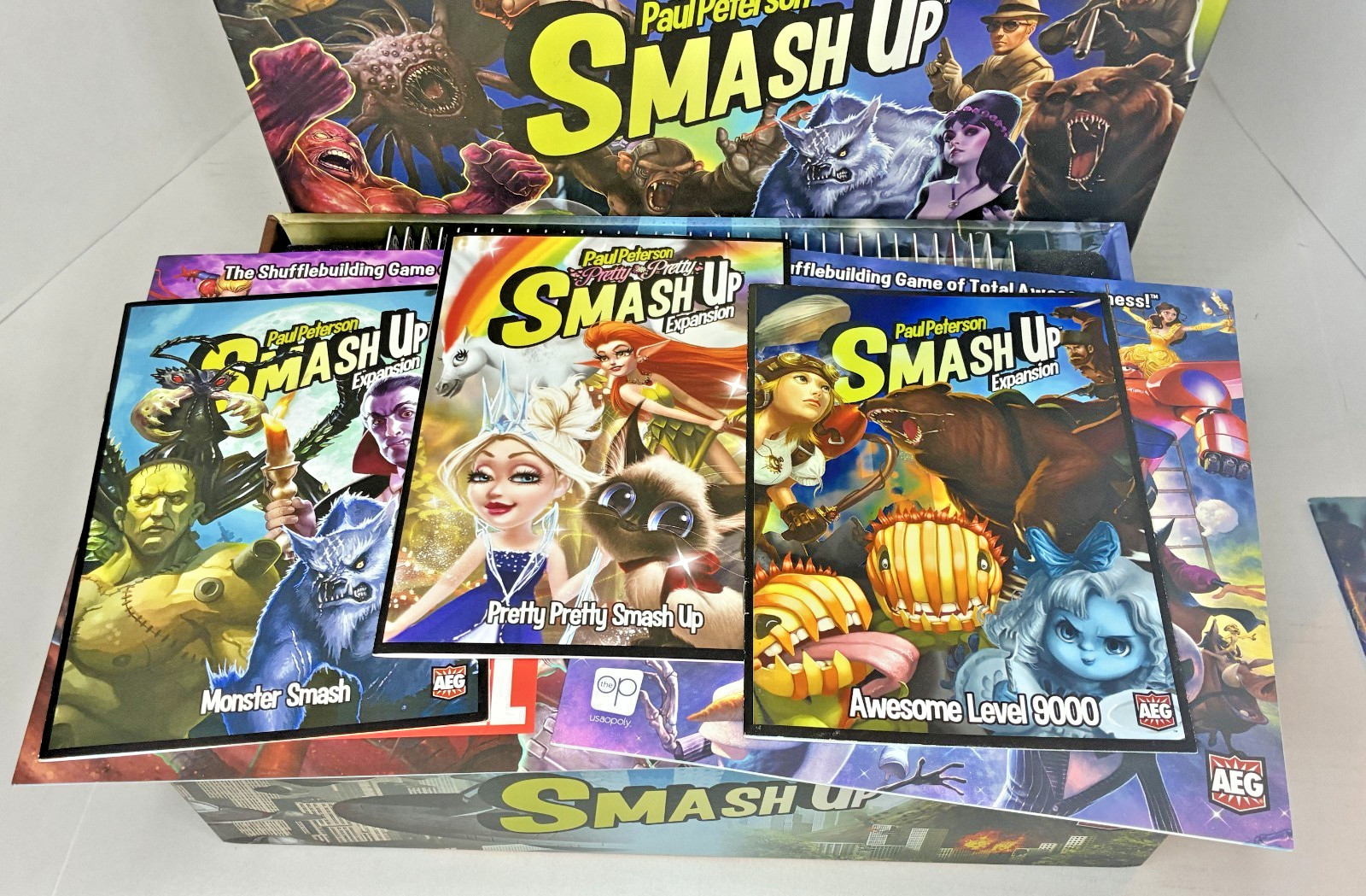 Smash Up Big Geeky Box Paul Peterson 2014 + 8 Expansions Marvel Disney Monster