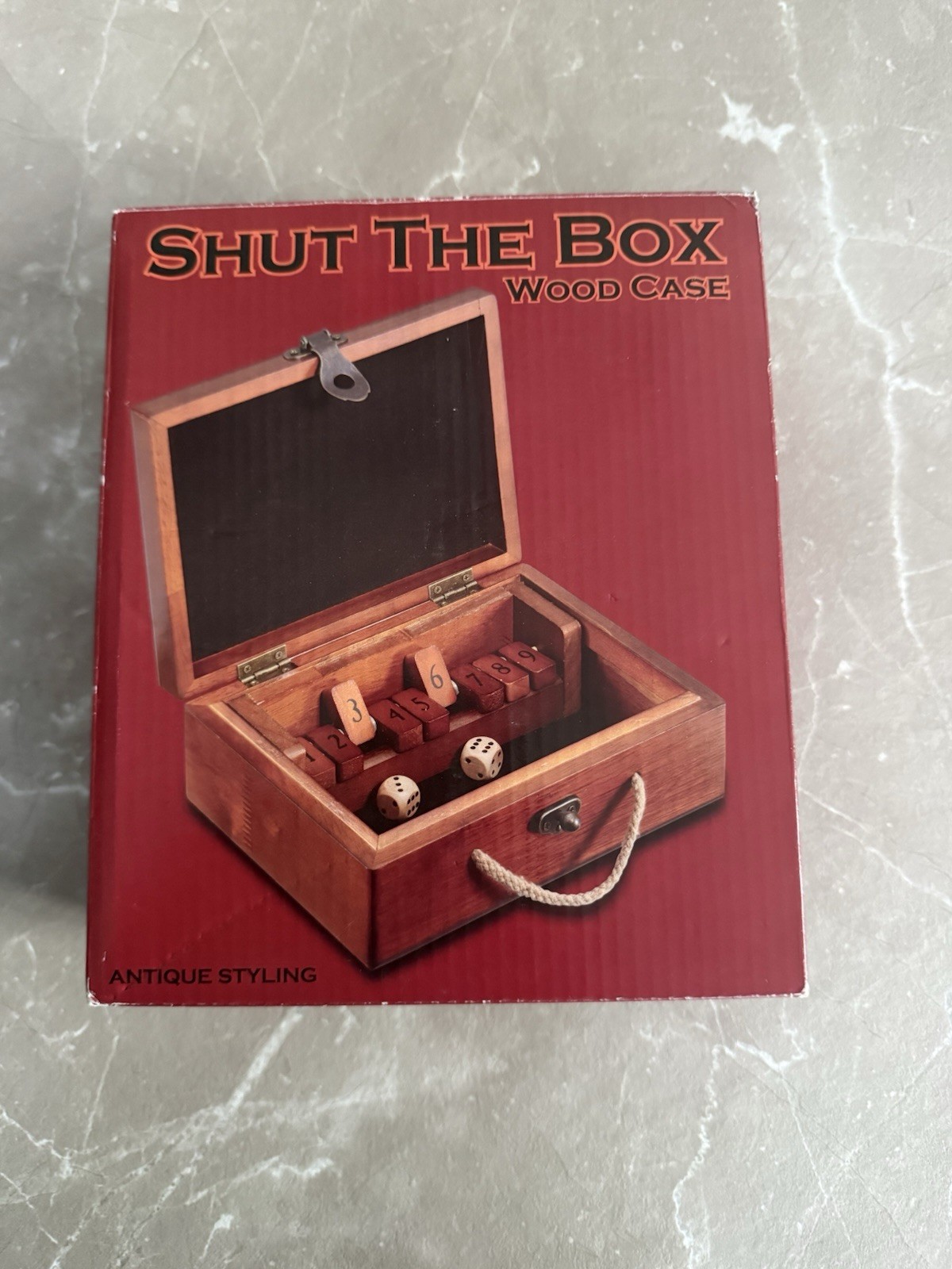 Tomokazu Shut The Box Dice Game Wooden Case, Antique Theme, 2+ Players, 8+