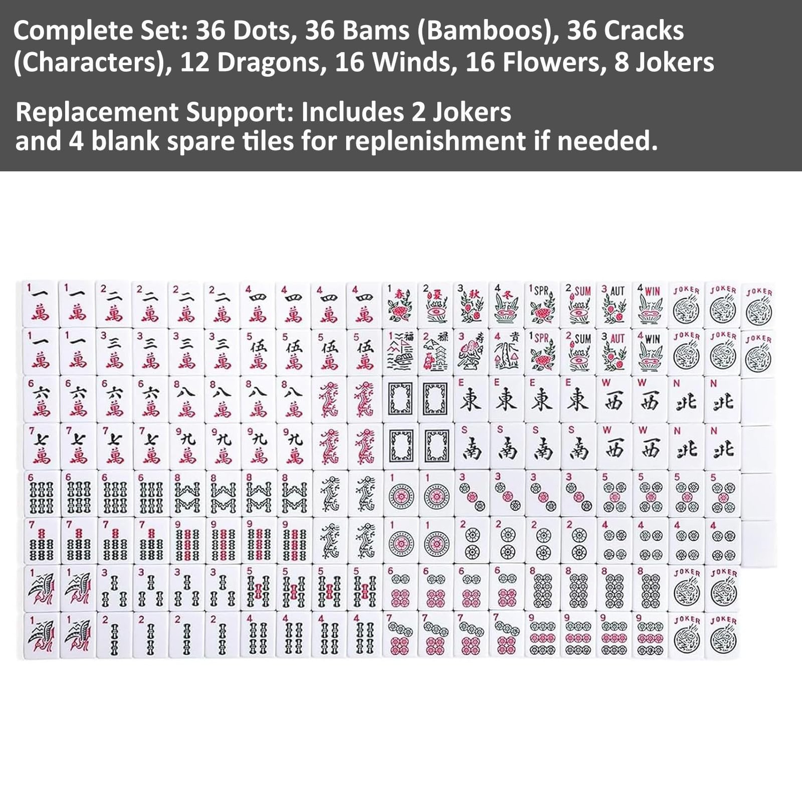 GUSTARIA 1.2” American Mahjong Tiles, 166 4.6 x 8.9 x 1.9 inches, White
