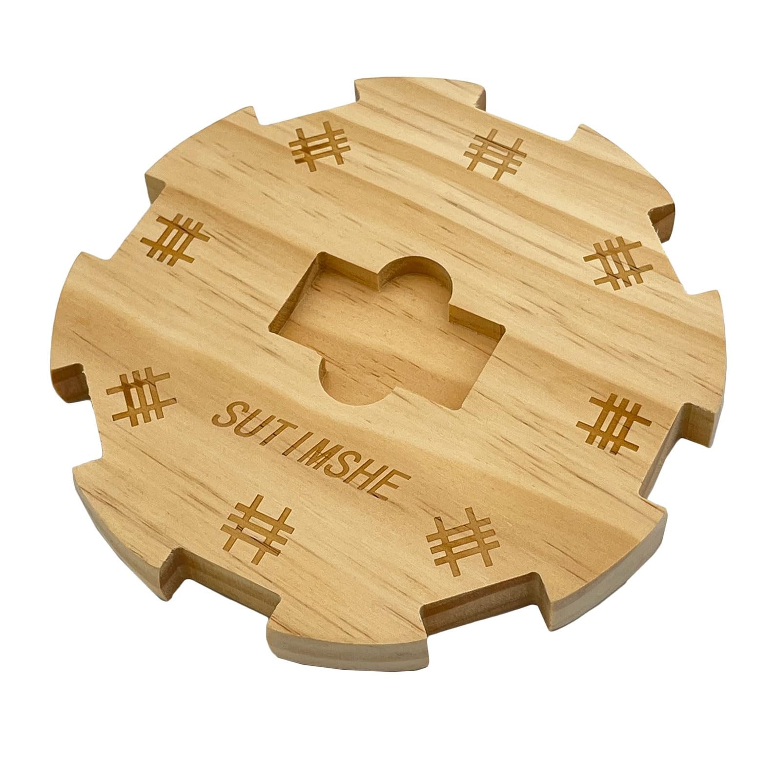 SUTIMSHE Wooden Hub Centerpiece for Mexican Train Dominoes Game with Felted Bott