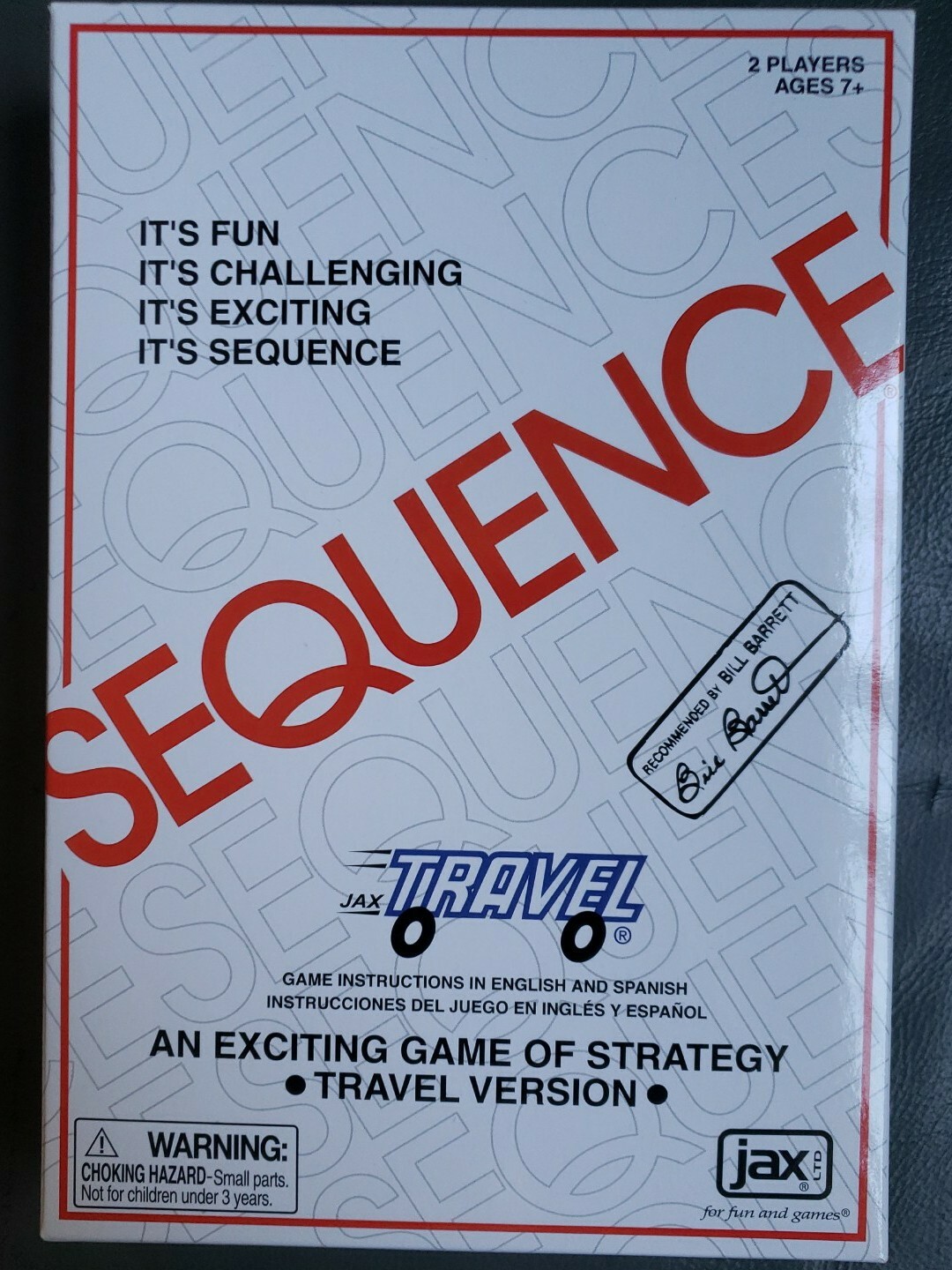Sequence Board Game Travel Size JAX LTD 2 Players Card Game Adults Kids FREESHIP