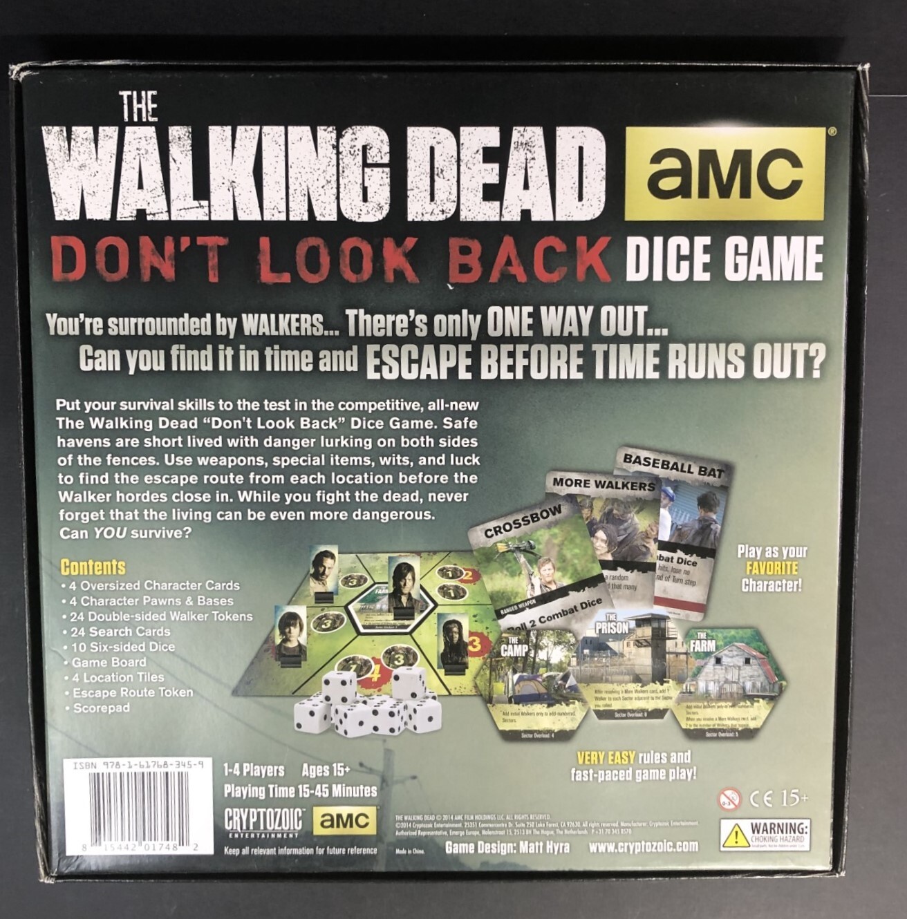 THE WALKING DEAD: Don’t Look Back Dice Board Game 2014 Cryptozoic Free Shipping