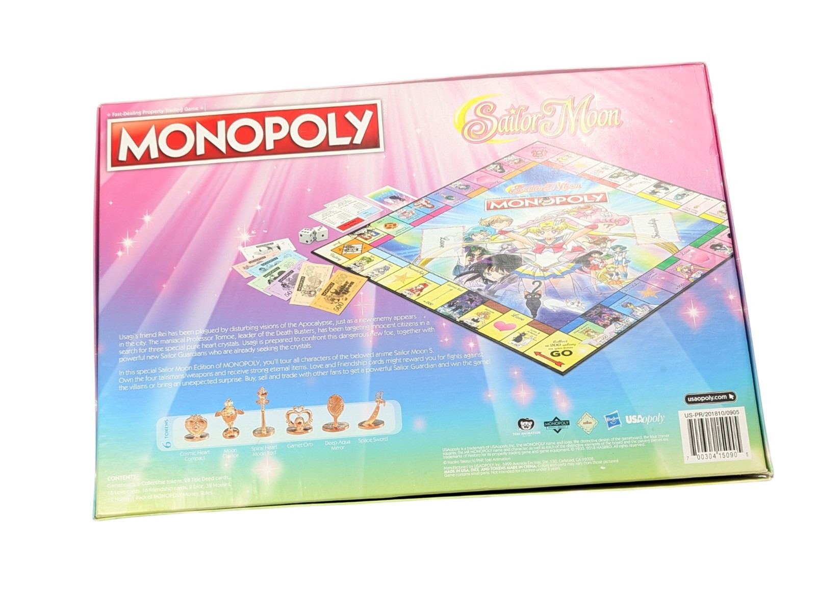 Monopoly Sailor Moon Edition Board Game 100% COMPLETE 2018 Hasbro Anime