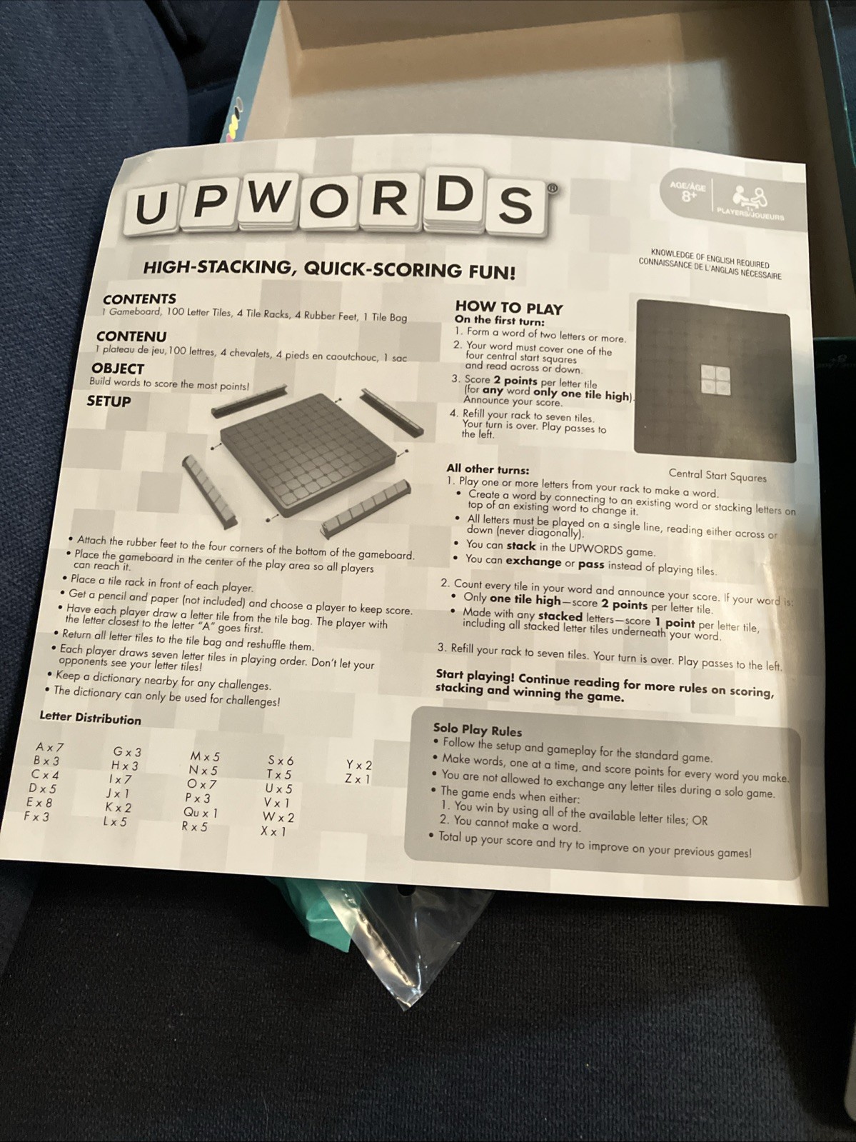 Upwords, The Game of Quick Stacking & Word Hacking with Stackable Letter Tile