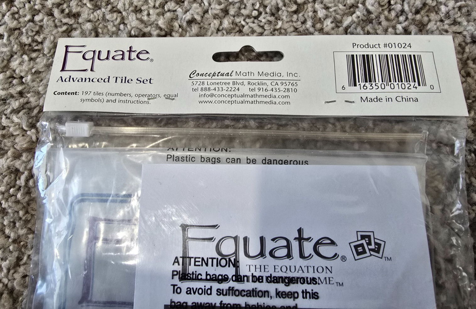 NEW Equate Equation Thinking Game Advanced Set 197 Tiles ONLY Math Homeschool