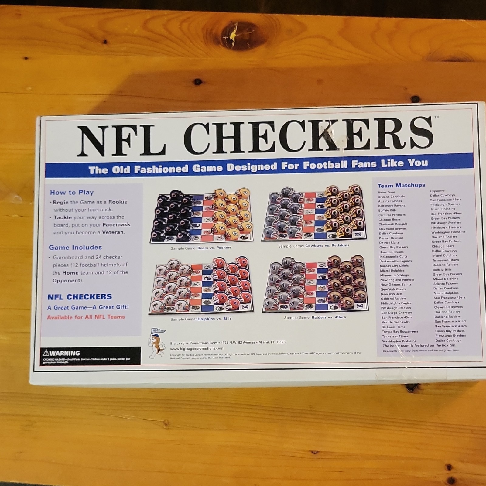 NFL NFL Checkers Board Game Team-Themed Helmet Pieces 2 Players Ages 8-11