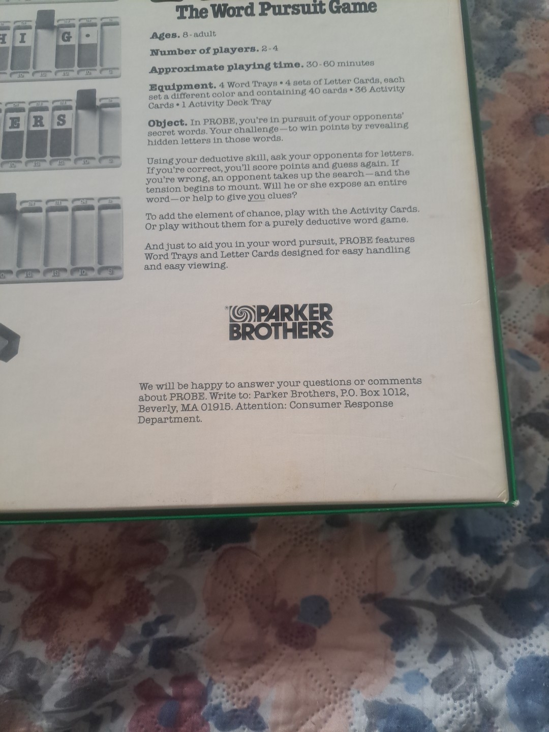Vintage Parker Brothers Probe The Word Pursuit Game 1982 Complete VERY GOOD COND
