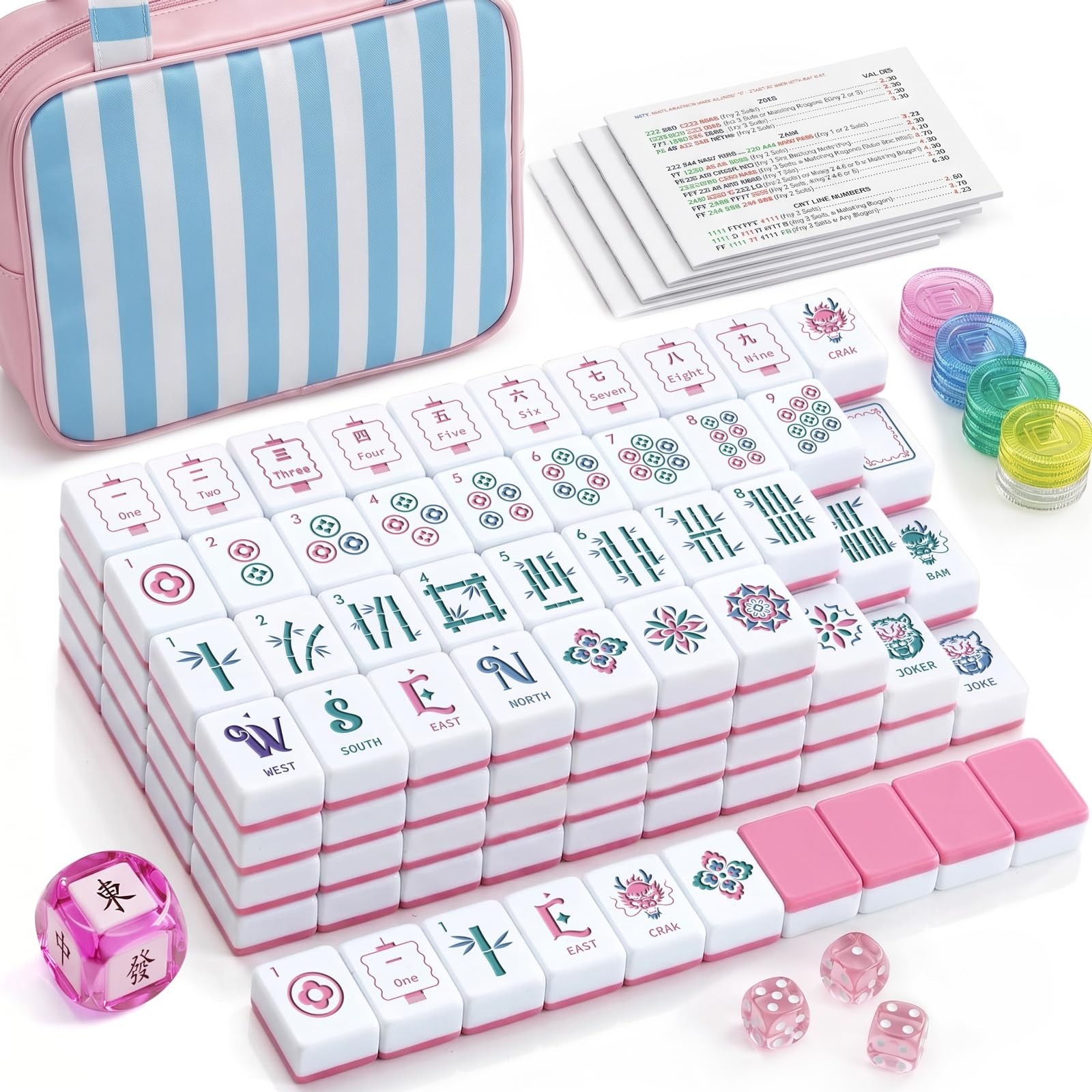 Mini American Mahjong Tile Set – 160 Tiles with Travel Bag, Portable Game Access