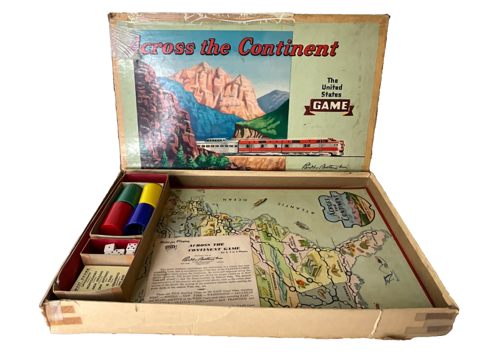 Vintage Across The Continent The United States 1952 Board Game Parker Brothers