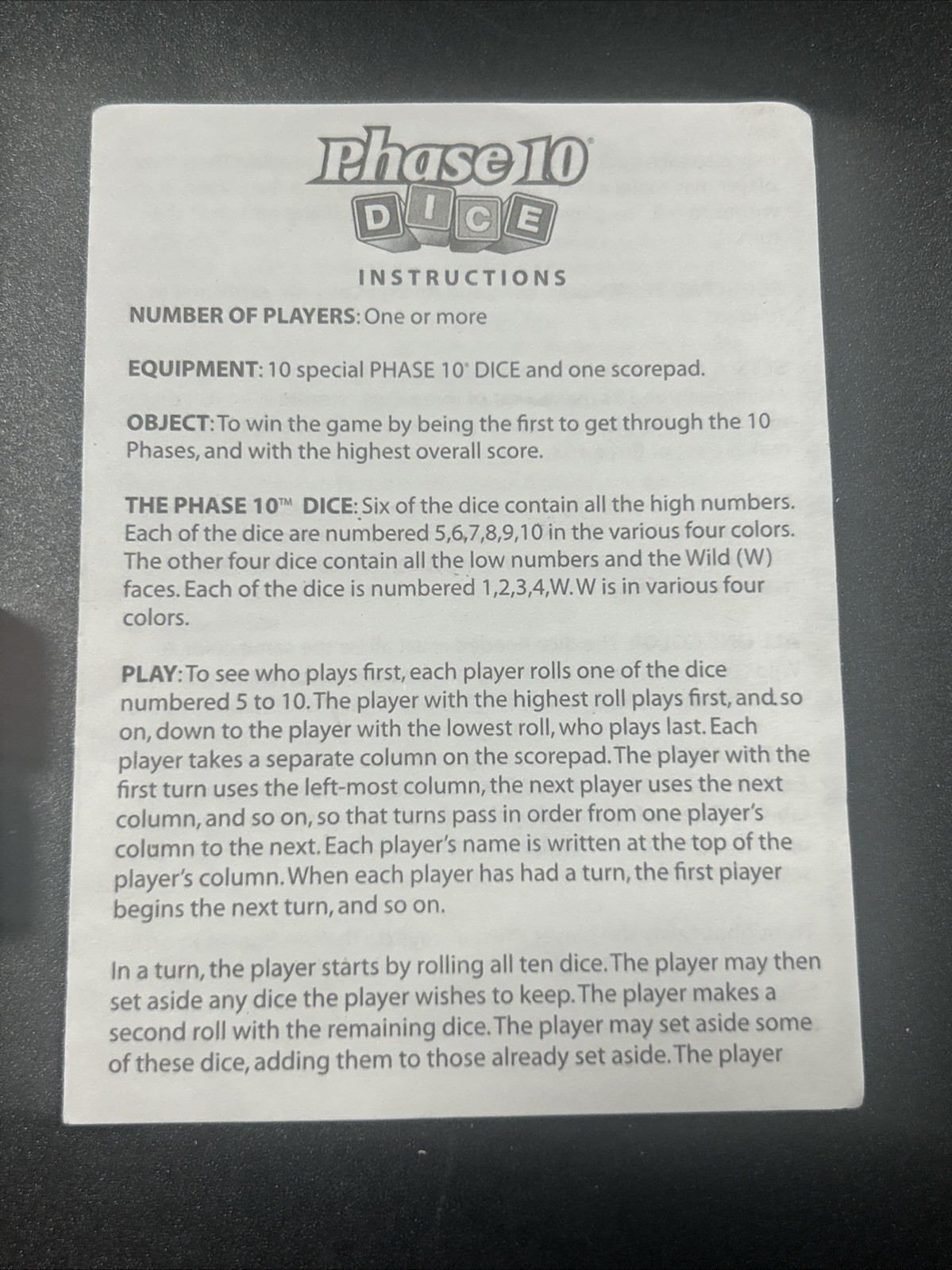 Fundex Phase 10 Dice Game in Tin Red Complete Instructions Manual Scorepad