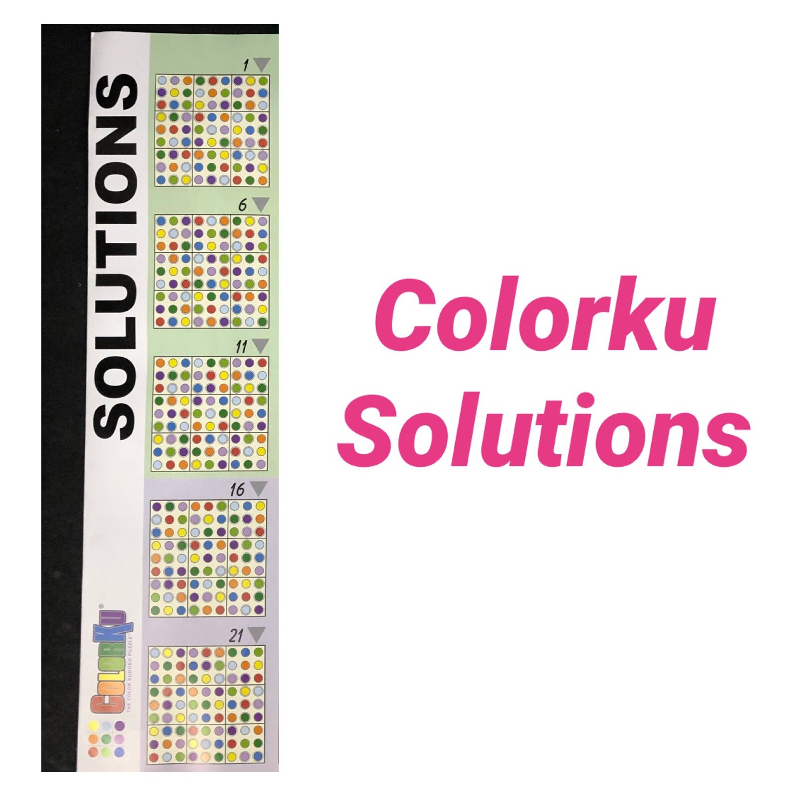 Colorku The Color Sudoku Puzzle Replacement Parts Solutions Sheet Only