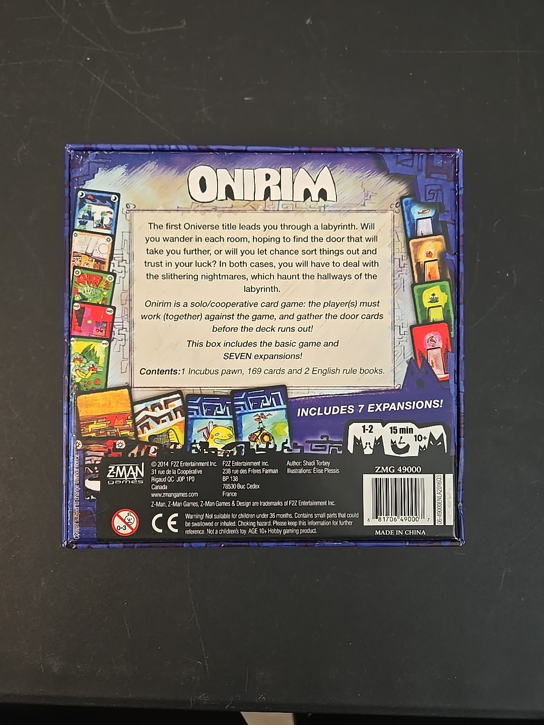 Z-Man Games Onirim Fantasy Board Game 7 Expansions 1-2 Players Ages 10+ Complete