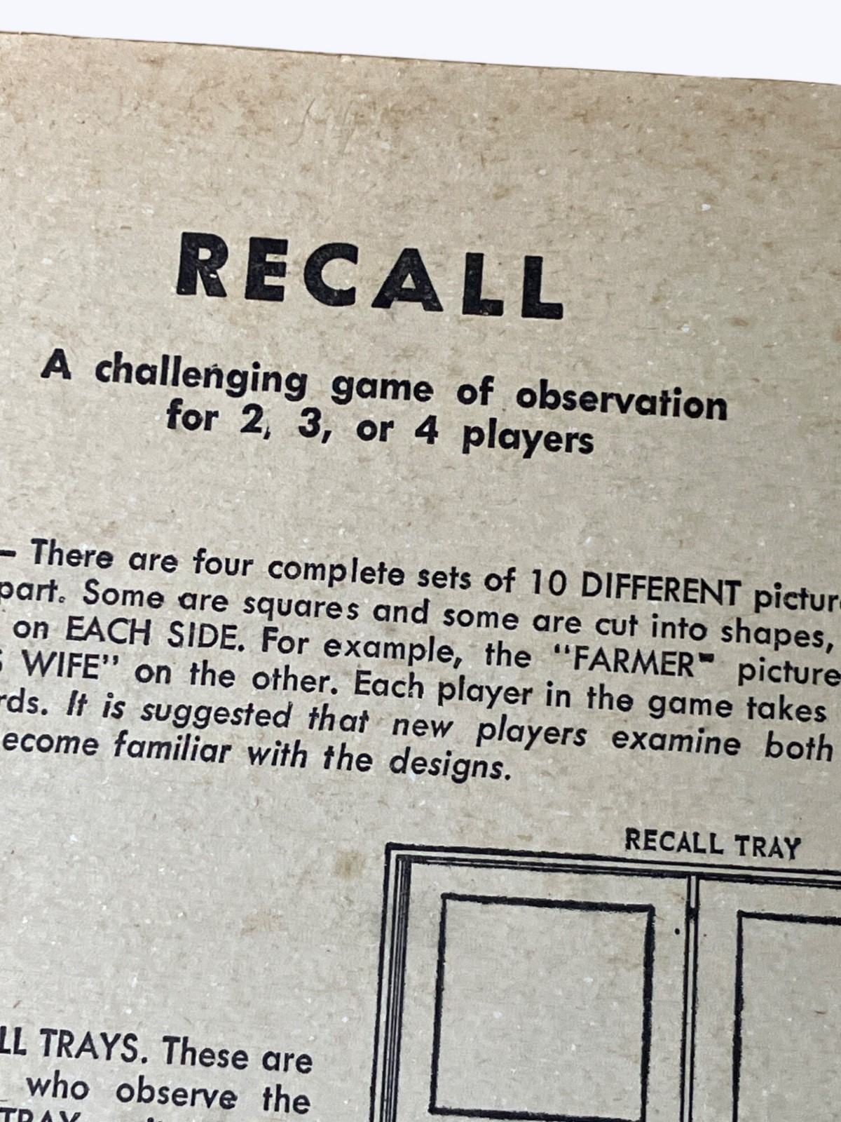 Vintage 1968 Milton Bradley Recall Game Of Observation Vintage 1968