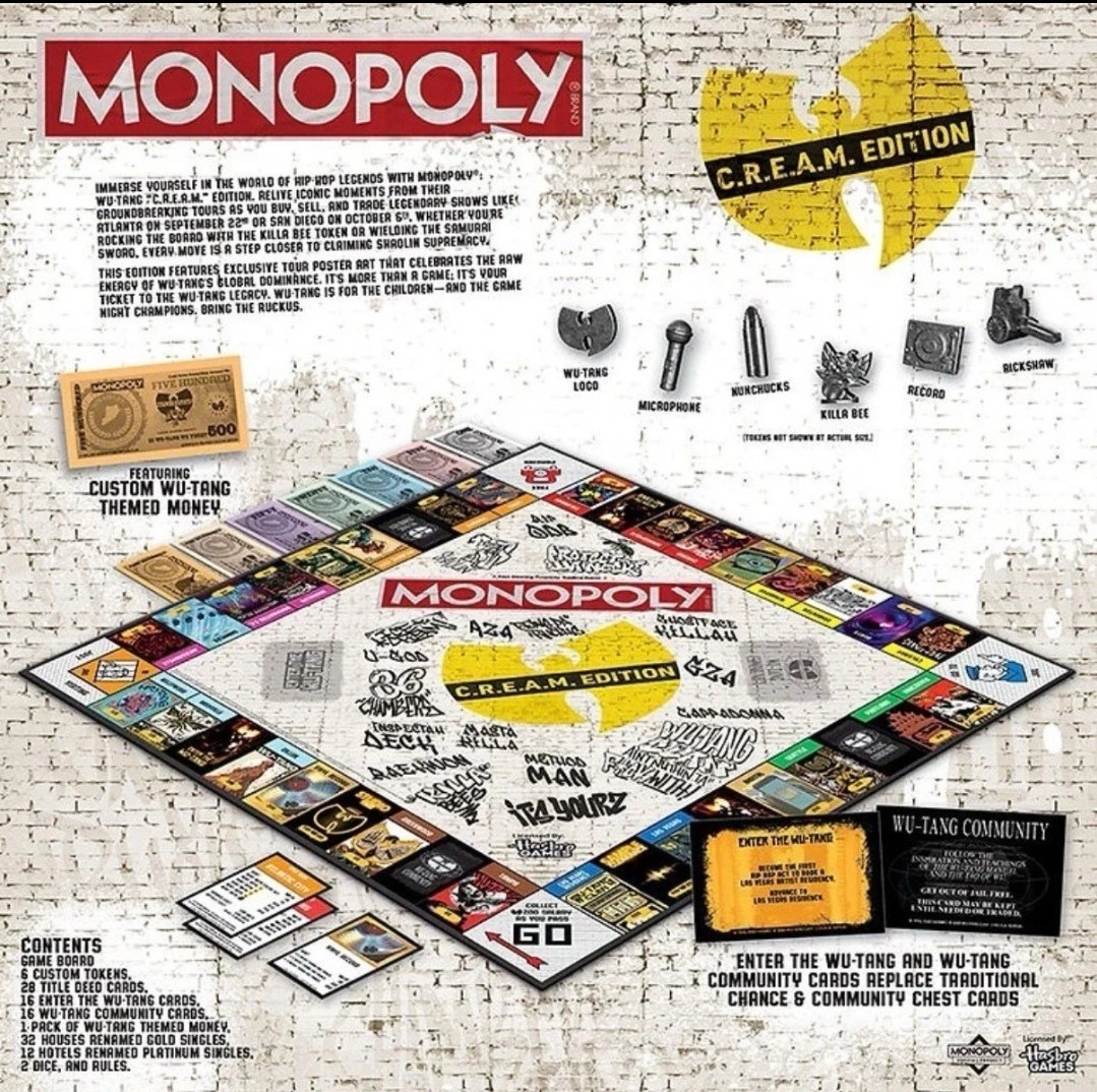 Wu Tang Clan MONOPOLY Board Game Cream (C.R.E.A.M. Edition) New Sealed