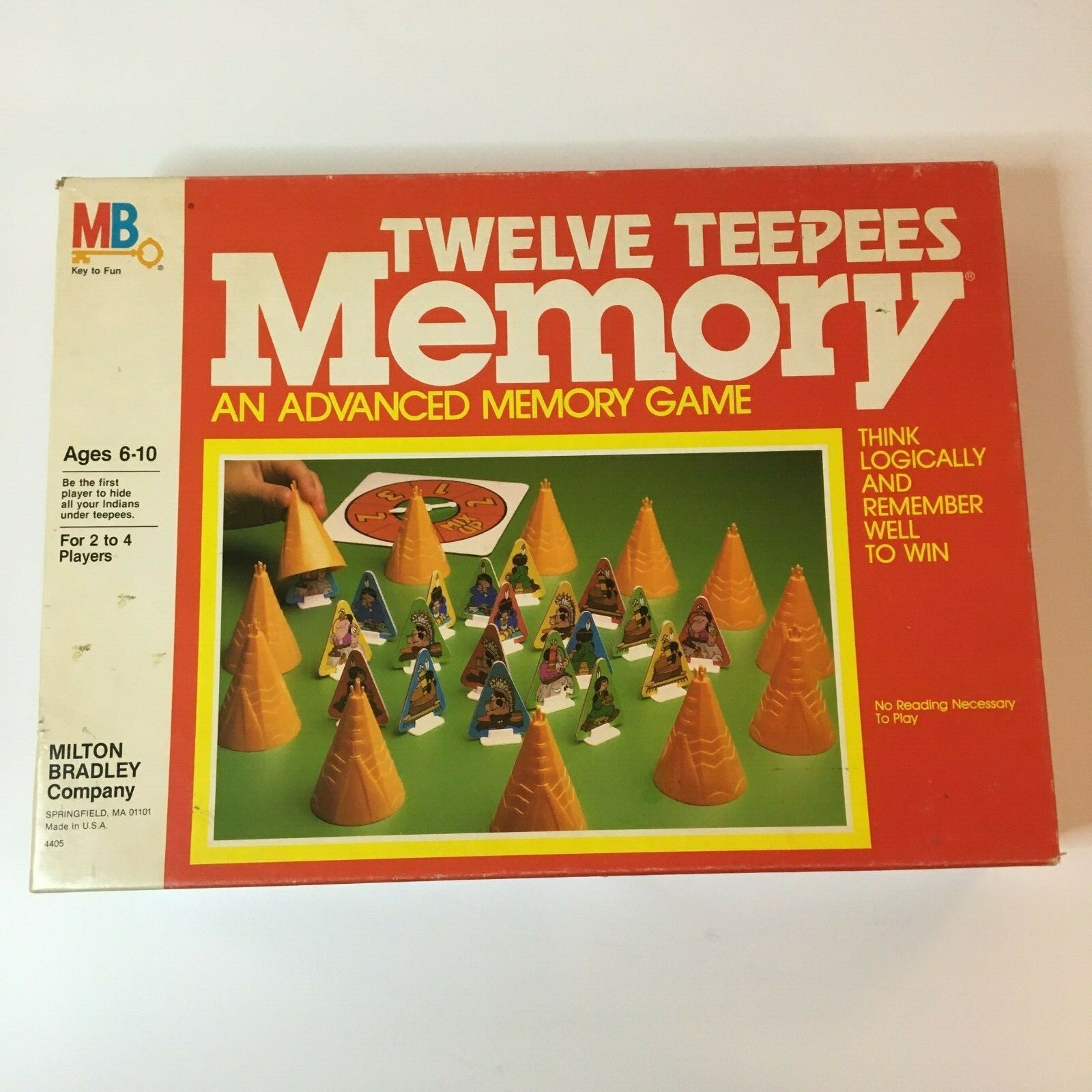 Memory Game Twelve Teepees by Milton Bradley Vtg Visual Recall Indians TPs