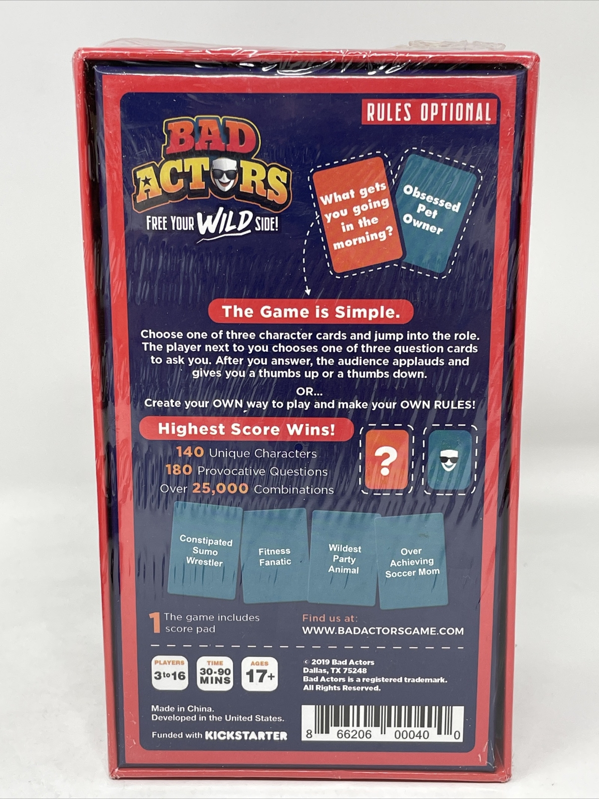 Bad Actors Version. 2.0 – The Character Impersonation Adult Party Game