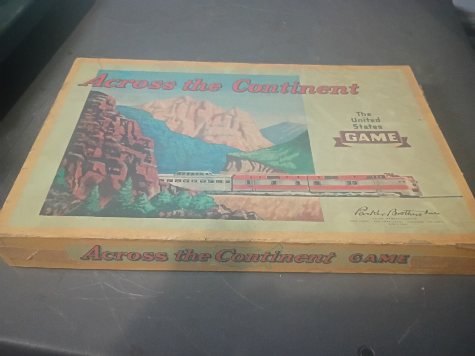 Vintage Parker Brothers Across the Continent Board Game 1952 USA Map