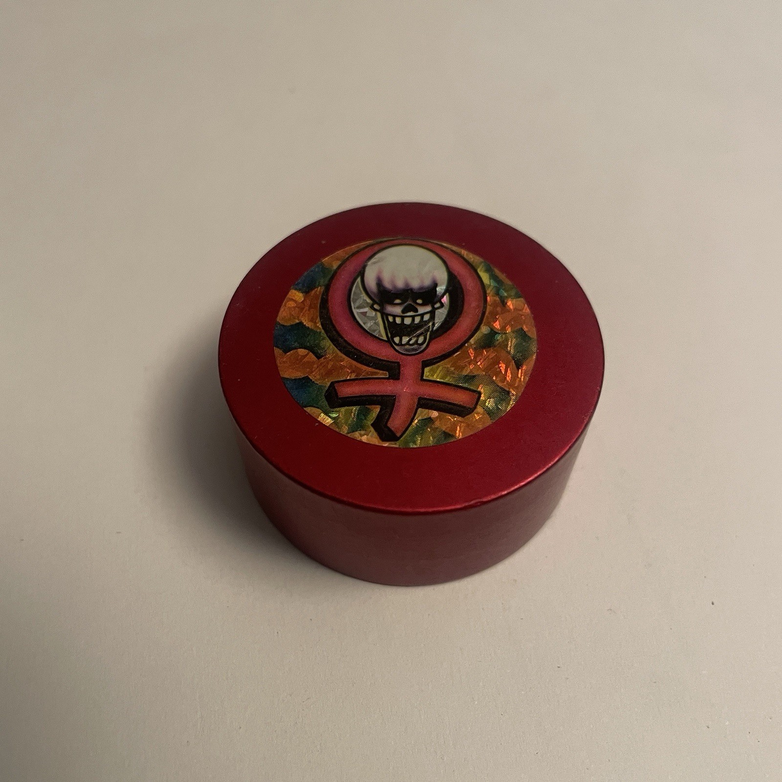 Vintage Pogs Metal Slammer 1990s – RED FEMALE SKULL – VERY THICK 0.75” 2.4 Oz