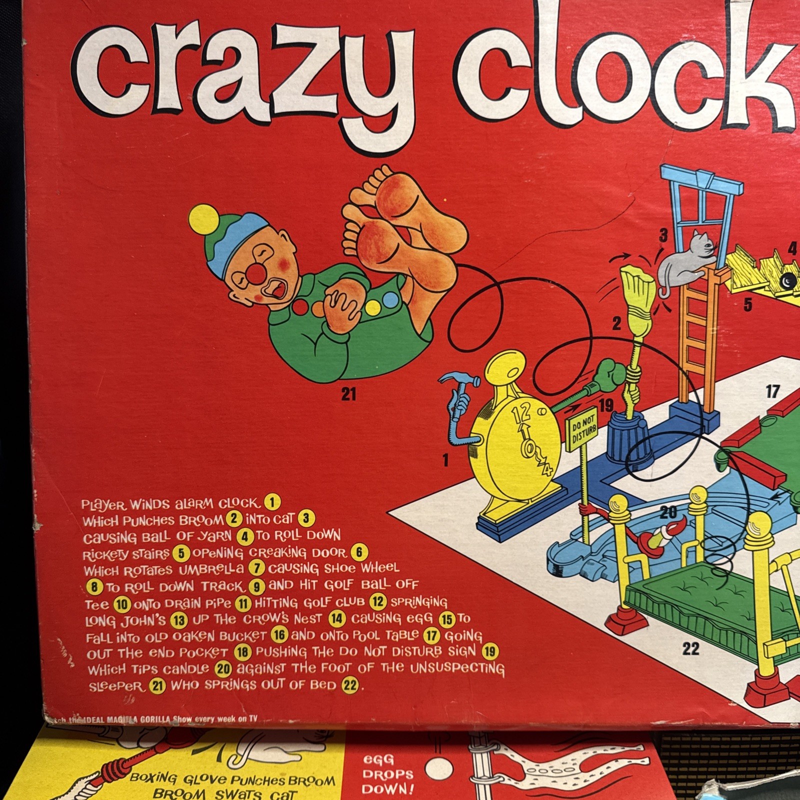 Vintage Crazy Clock Game Ideal Complete All Pieces Original Box No Instructions