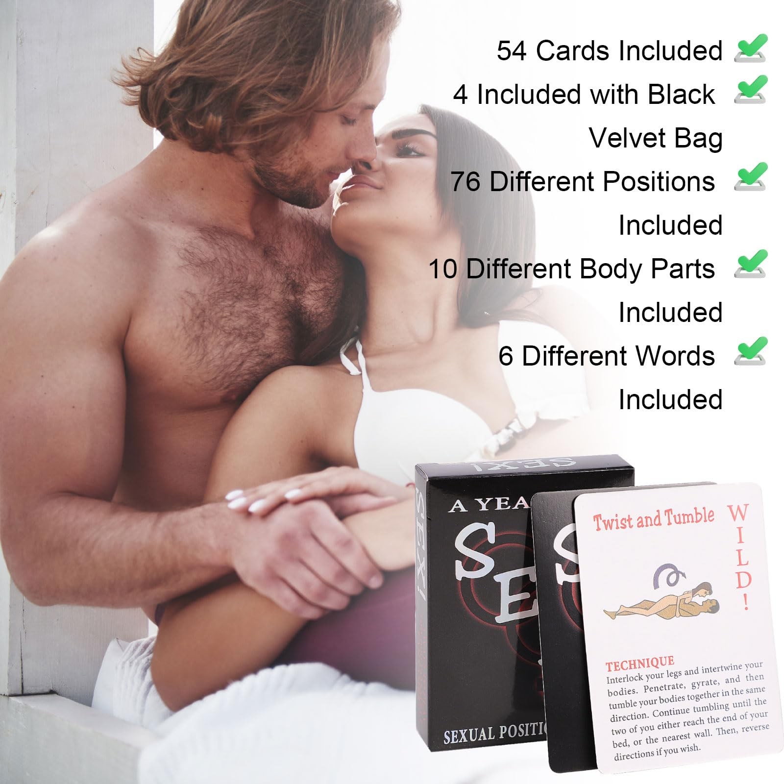 JOCNIKA Sex Position Cards,Date Night Sex Card Couple Game Cards, Adventurous…